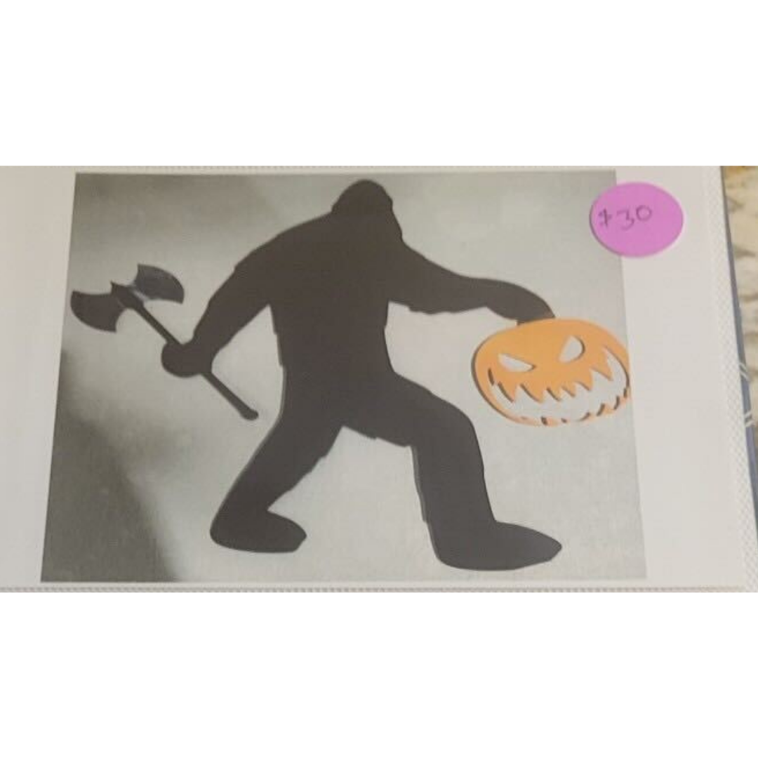 big foot with pumpkin and medieval weapon.png