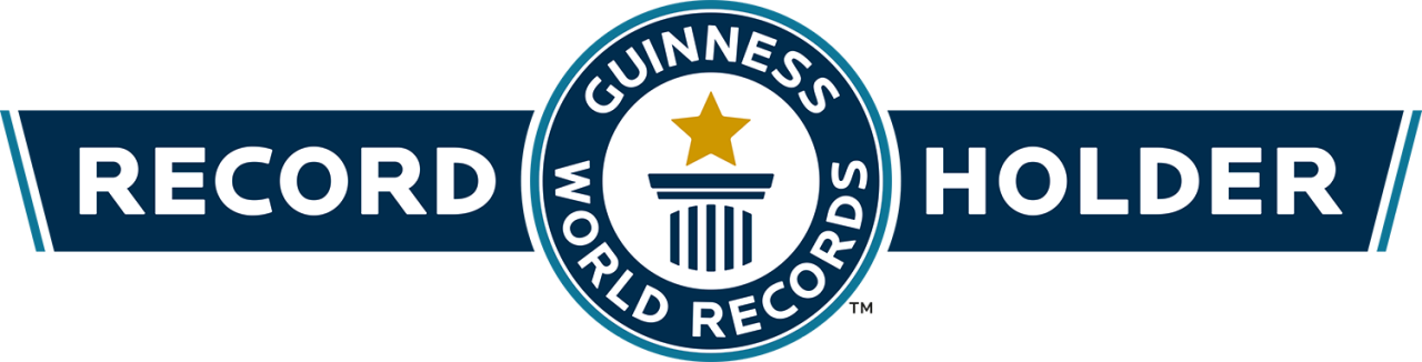 Guinness World Records logo with the words 'Record Holder' on either side of a circular emblem featuring a star and a column.