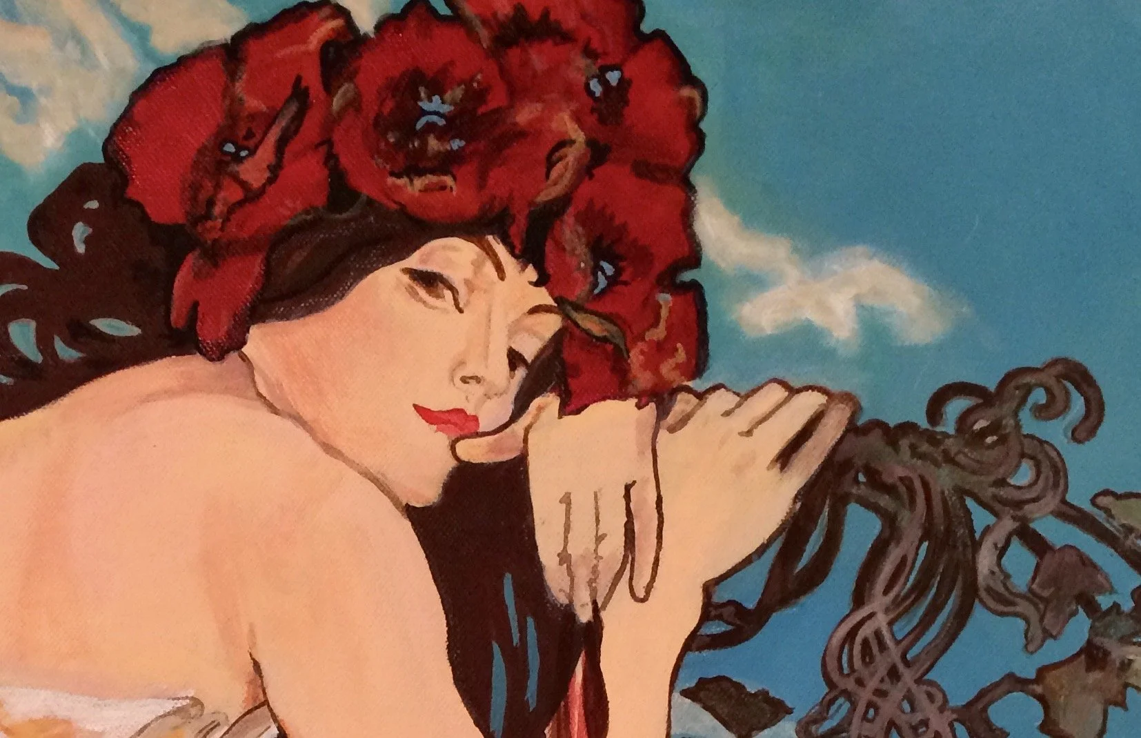 Geometric drawing of an outline square with sections divided by vertical, horizontal, and circle lines.