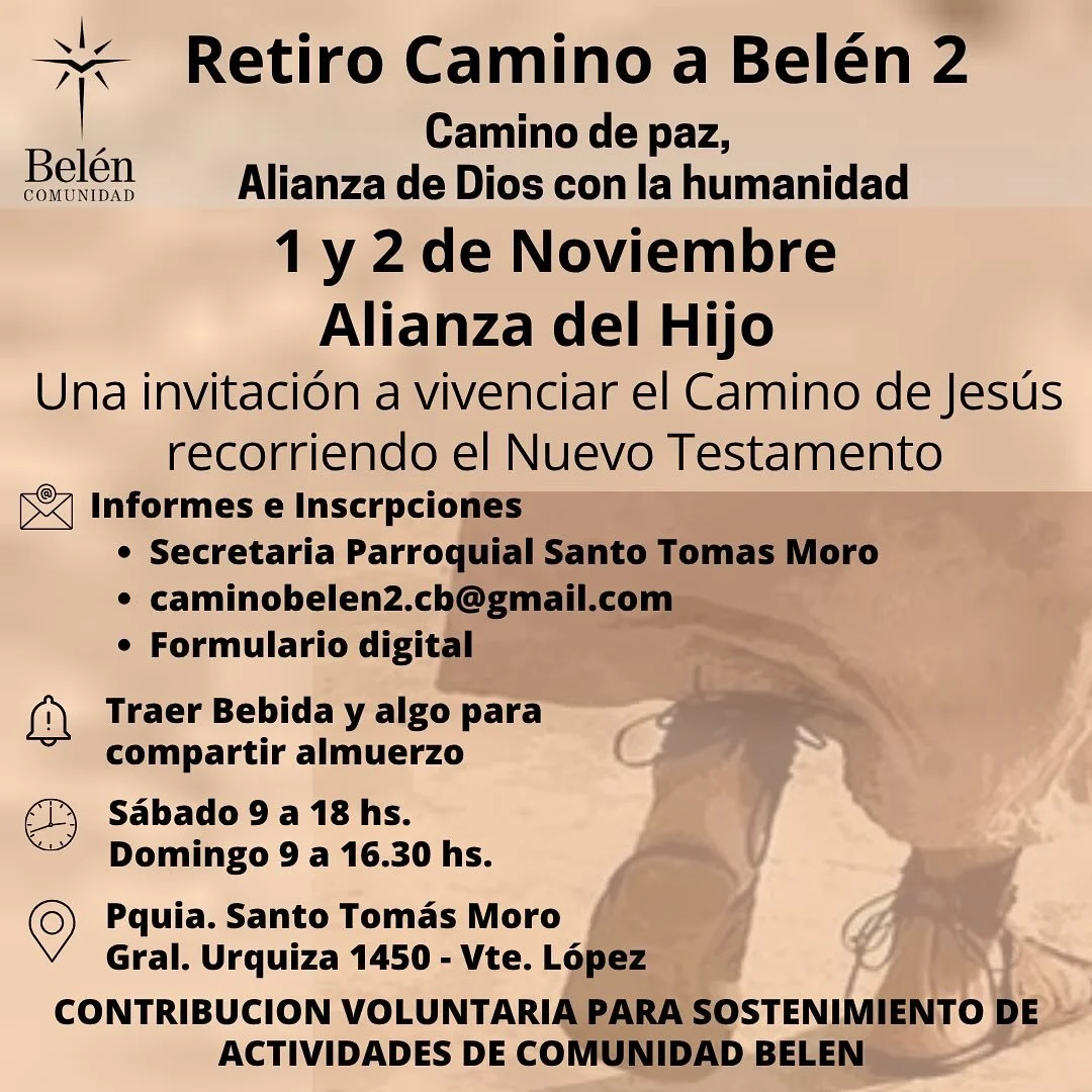 Te esperamos para vivir un fin de semana recorriendo el camino y espiritualidad de Jes&uacute;s. Un retiro vivencial del nuevo Testamento. Copia el link de inscripci&oacute;n en tu navegador  https://forms.gle/xd6PHFRqcYjMJwgV7