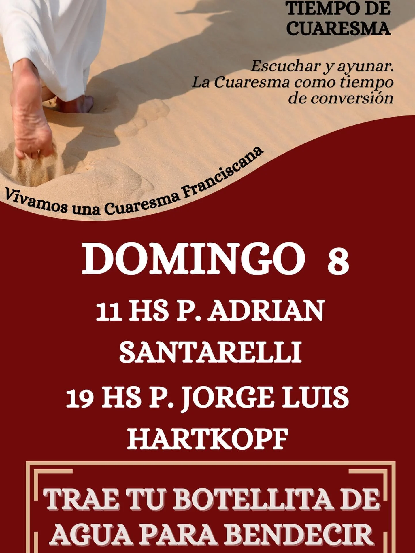 &ldquo;Dame de beber&rdquo; Este domingo 8 de Marzo trae una botellita de agua para bendecirla en la misa. &laquo;Si conocieras el don de Dios y qui&eacute;n es el que te dice &ldquo;dame de beber&rdquo;, le pedir&iacute;as t&uacute;, y &eacute;l te 