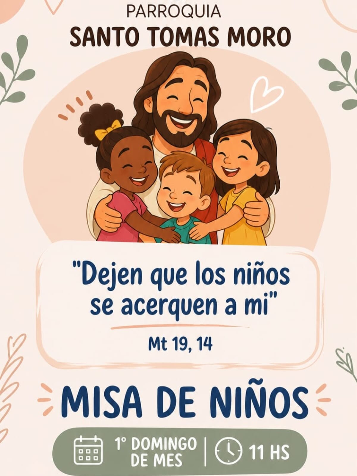 Queridas familias los esperamos el pr&oacute;ximo domingo a las 11 hs para vivir la eucarist&iacute;a junto a los m&aacute;s peques de la comunidad!!! Bendiciones a todos