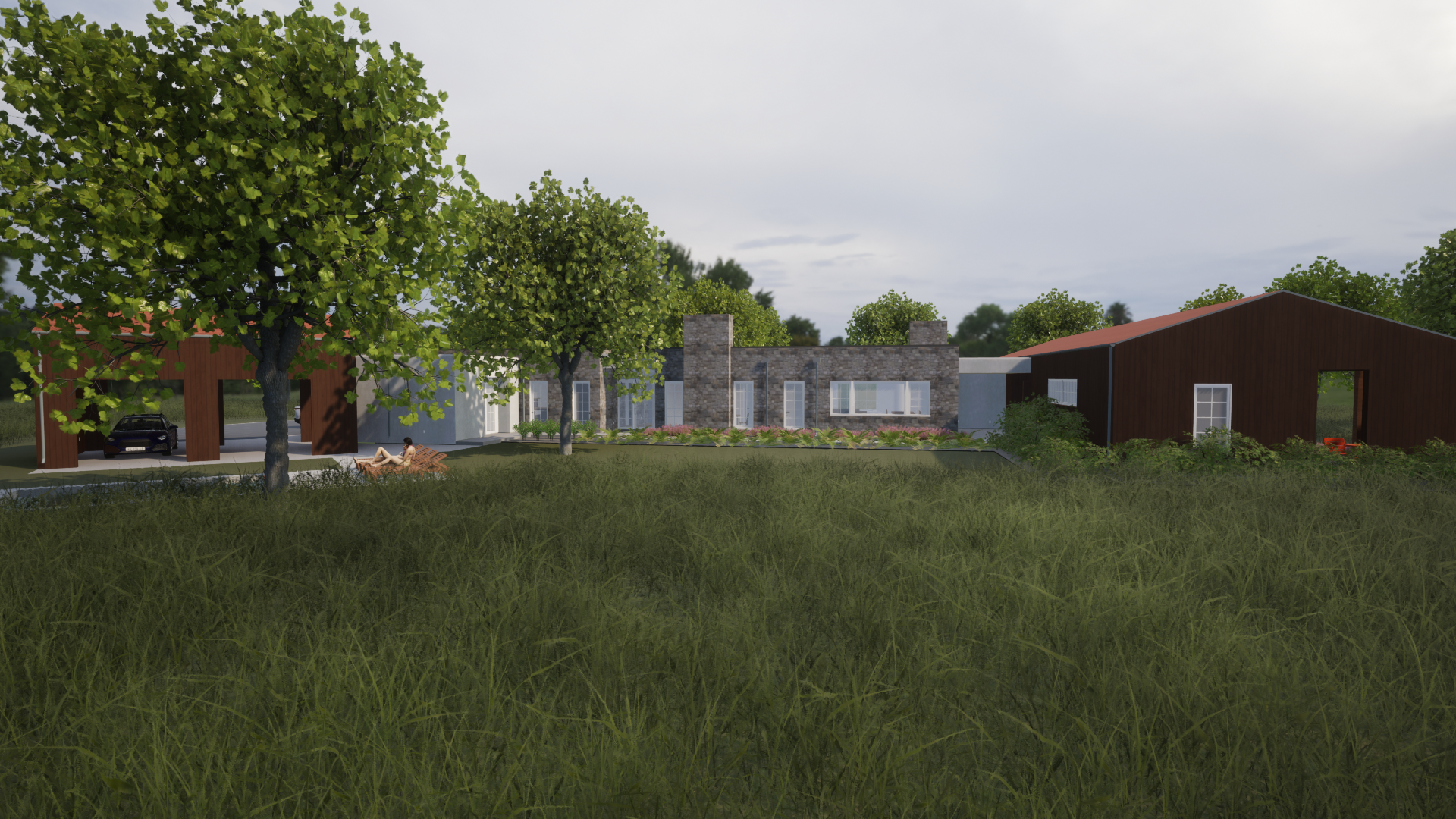 Backyard with nature in a modern home