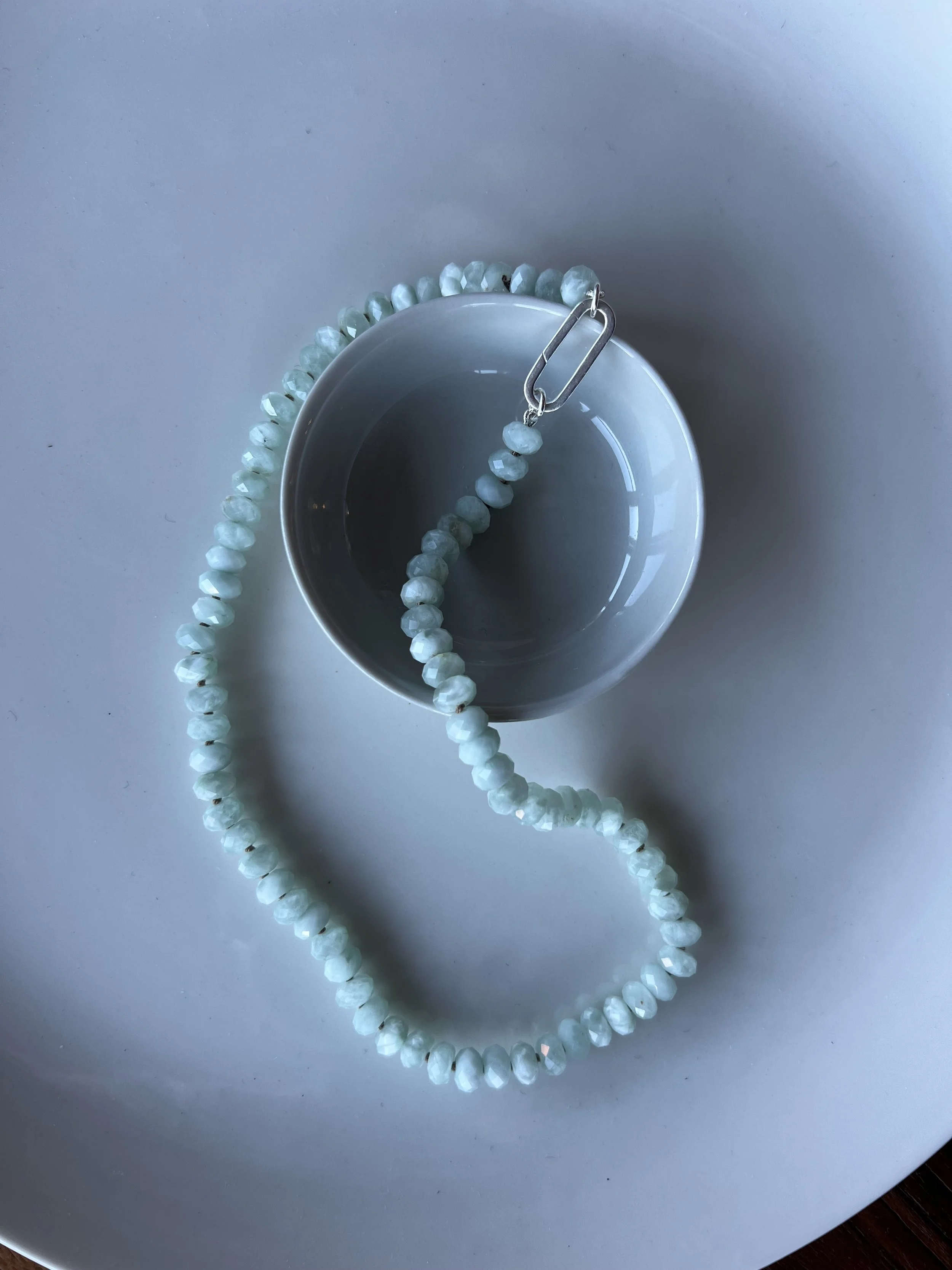 Green Moonstone knotted necklace