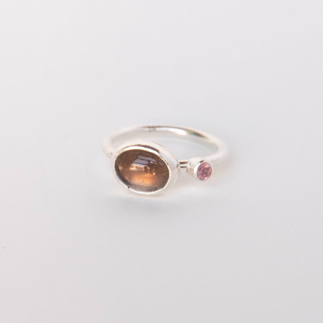 Smokey Quartz Two Stone Ring