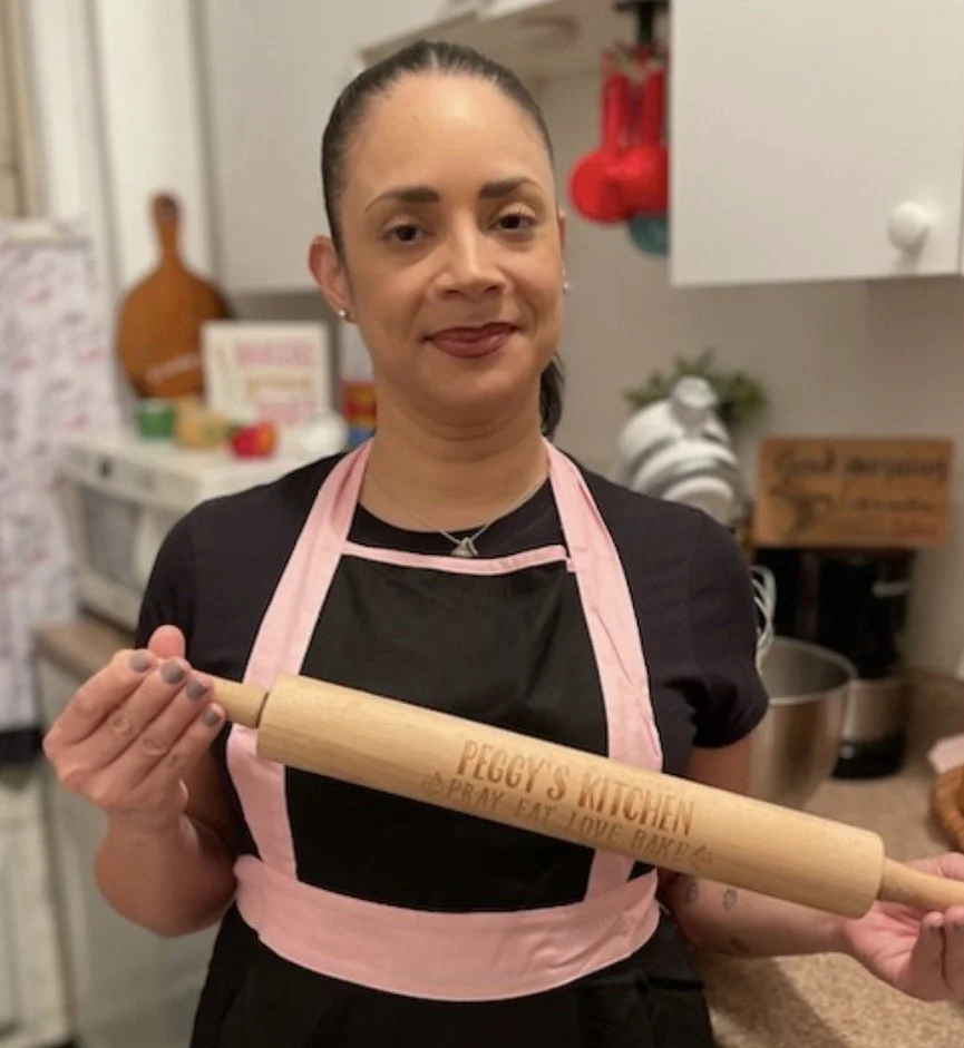 Peggy, owner of pray, eat love, bake bakery