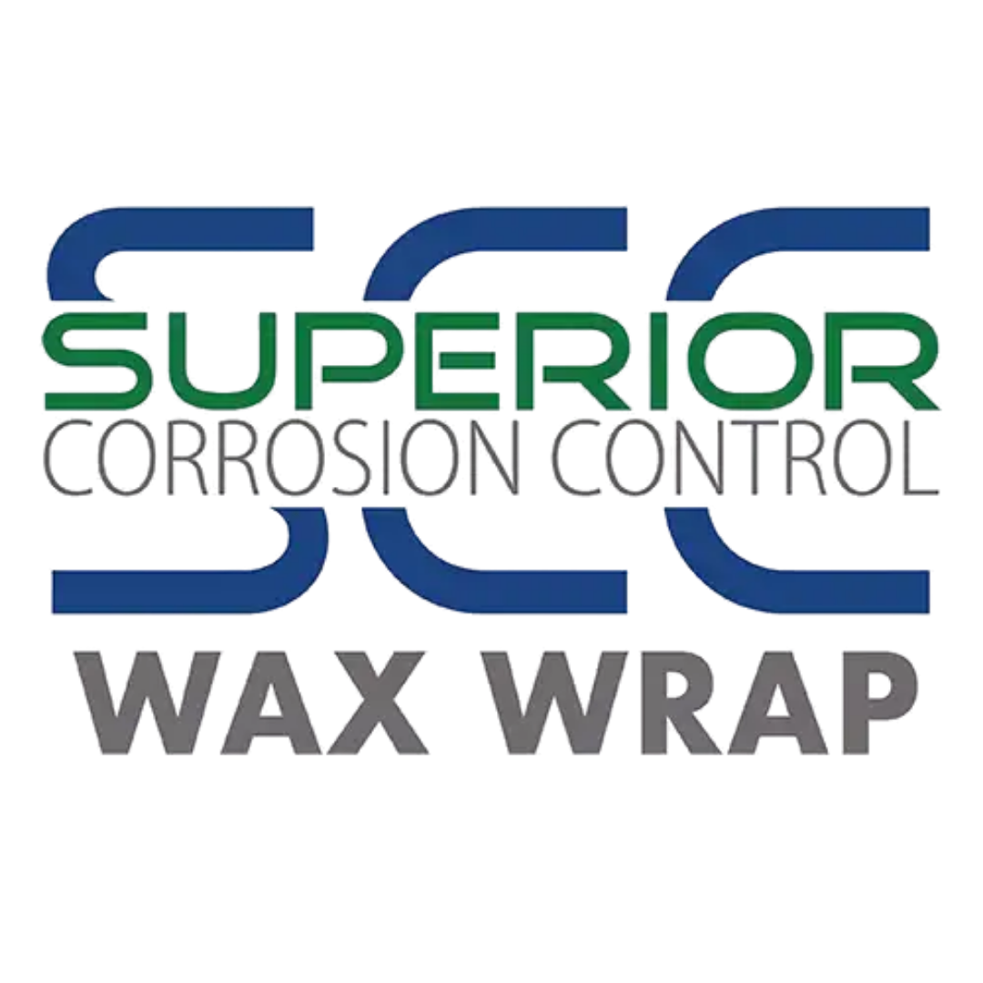Logo with the text "Superior Corrosion Control Wax Wrap" in colorful stylized font.