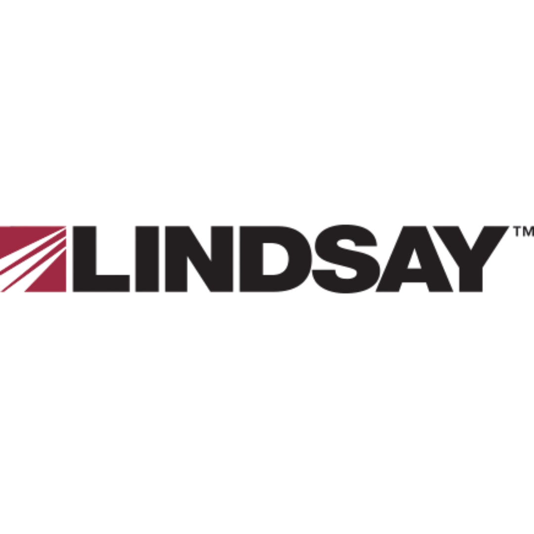 Lindsay logo with black text and a red geometric shape on the left side.
