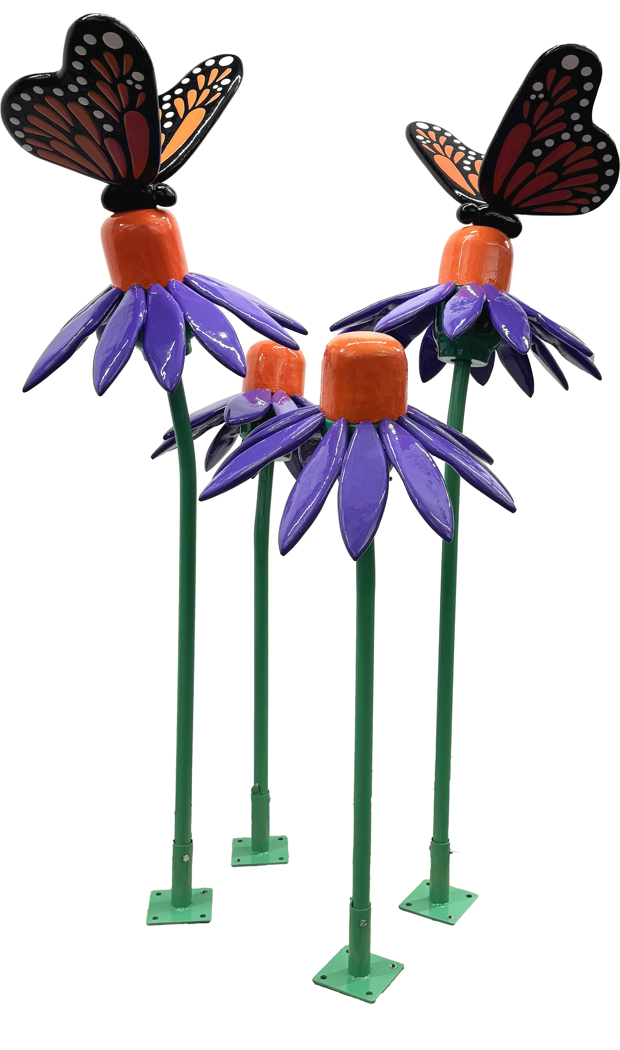 Coneflowers and Butterflies, 2025, Commission for Corinth, Texas Butterfly Garden, steel, foam, epoxy, 6.5' x 6'