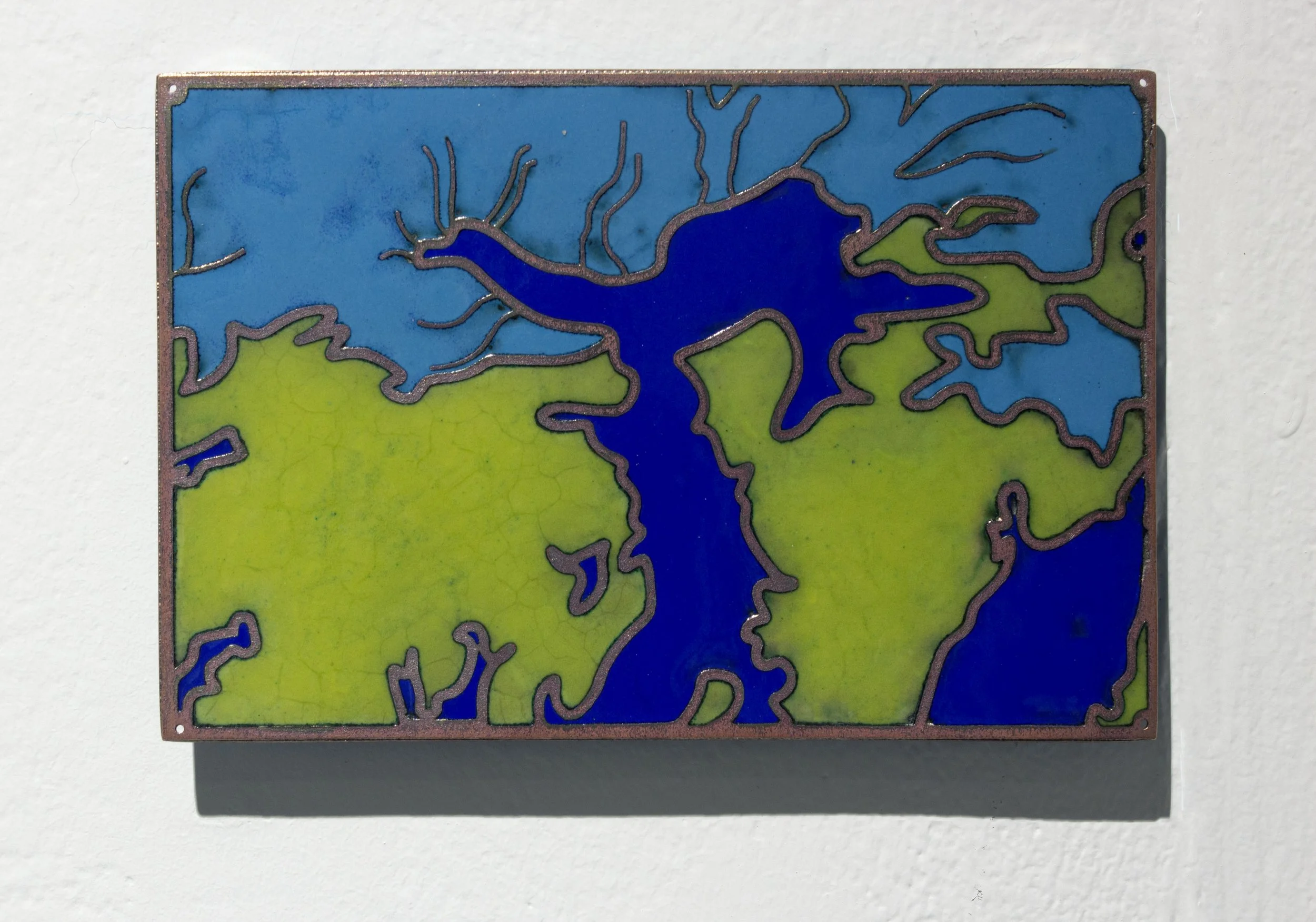Diptych 1986/2024 (Detail), copper, enamel, 4" x 6"