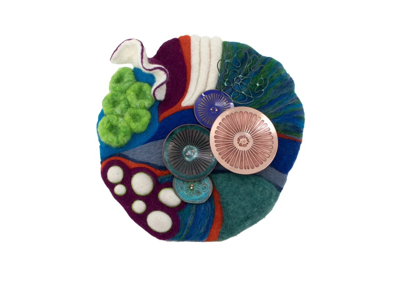 Little Things, 2026, wool, copper, enamel, 10" x 10" x 2.25"