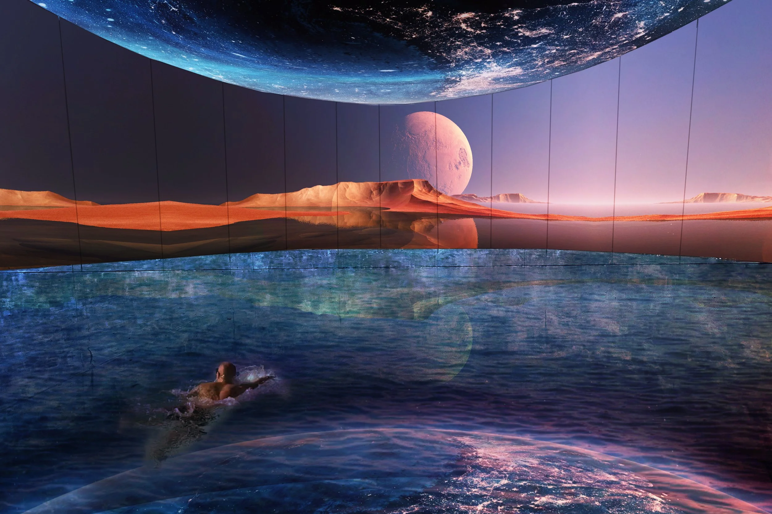 Out of earth through swimming