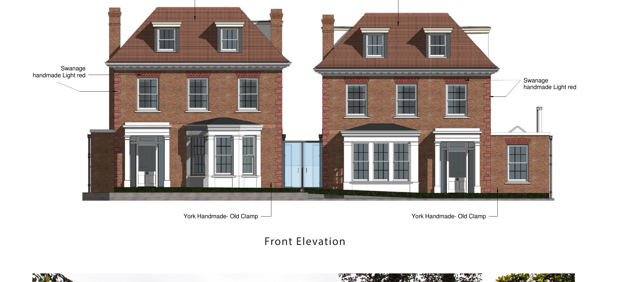 Front elevation with the brick selection noted