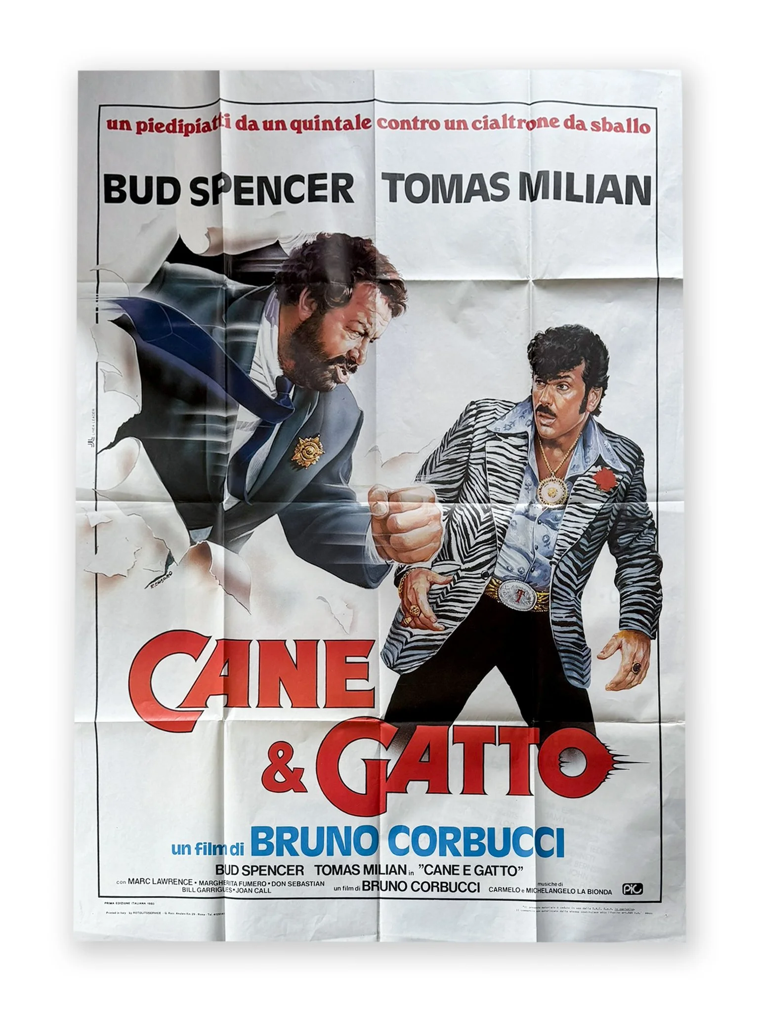 Manifesto Originale 2 Fogli: "Cane e Gatto" (1983) – Bud Spencer & Tomas Milian