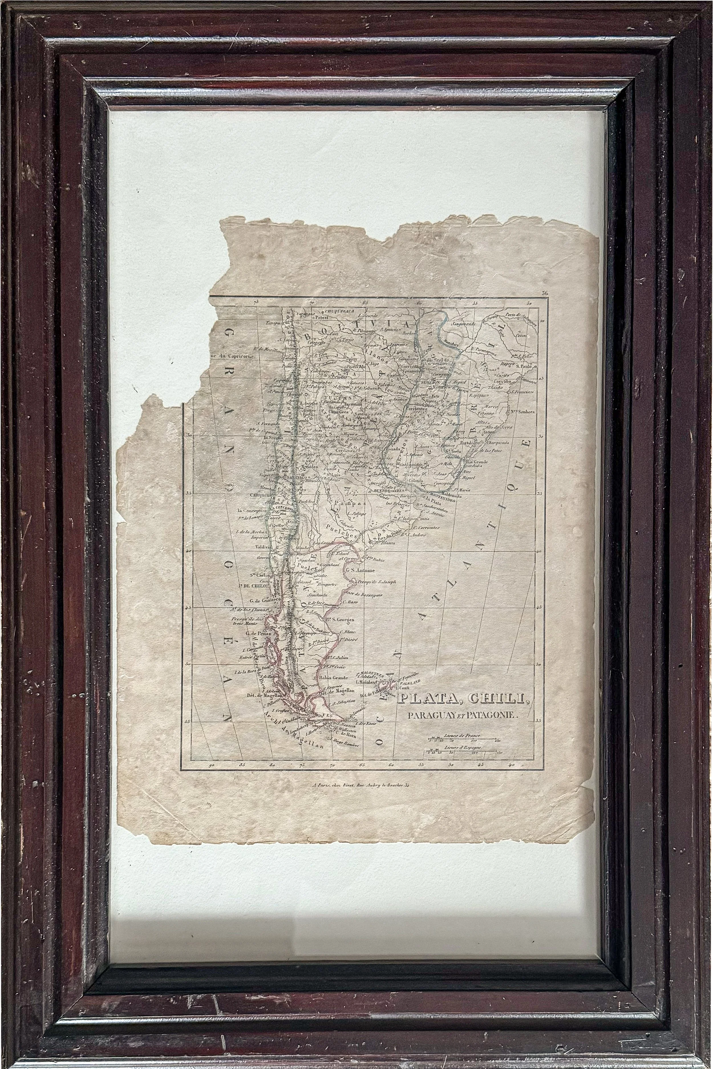 Mappa Antica Originale (1835): "Plata, Chili, Paraguay et Patagonie" – Binet, Paris