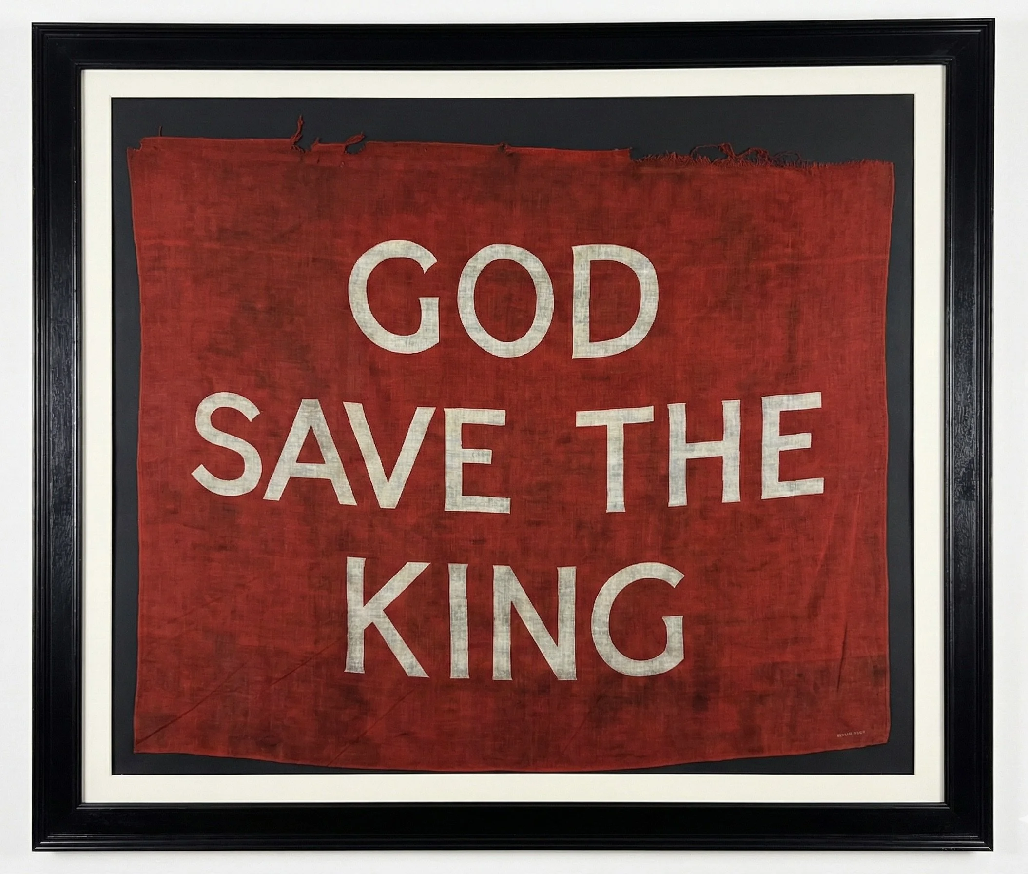 Drappo Originale "God Save The King" – Coronazione Re Giorgio VI (1937) | Pezzo d'Epoca Incorniciato