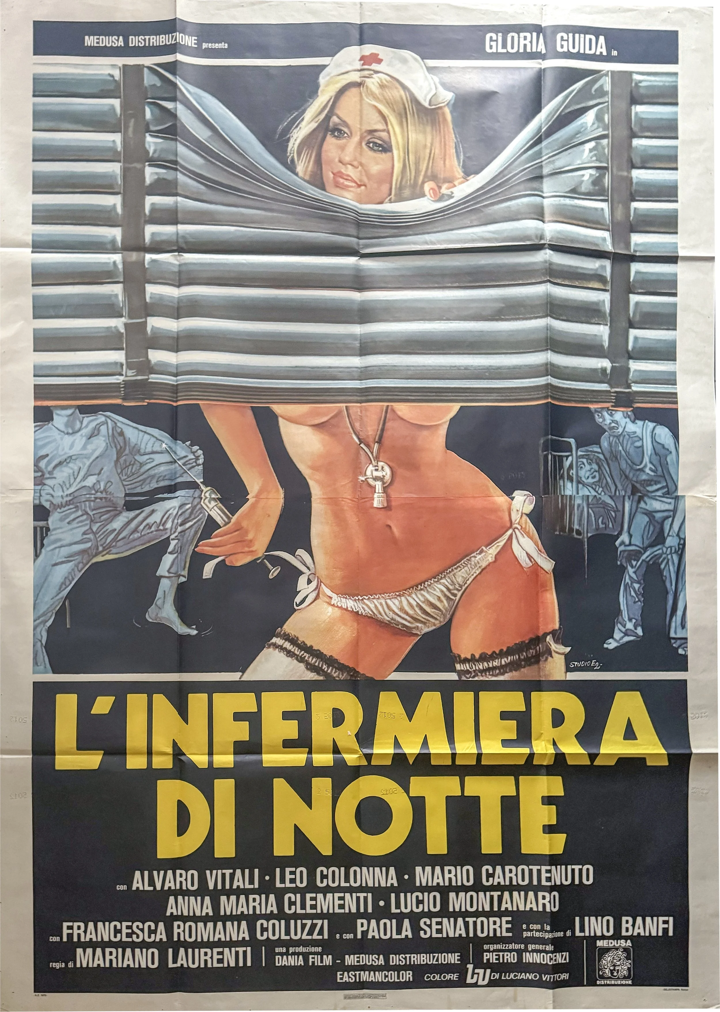 Manifesto Originale Cinema: "L'Infermiera di Notte" (1979) – Gloria Guida – Formato 4 Fogli
