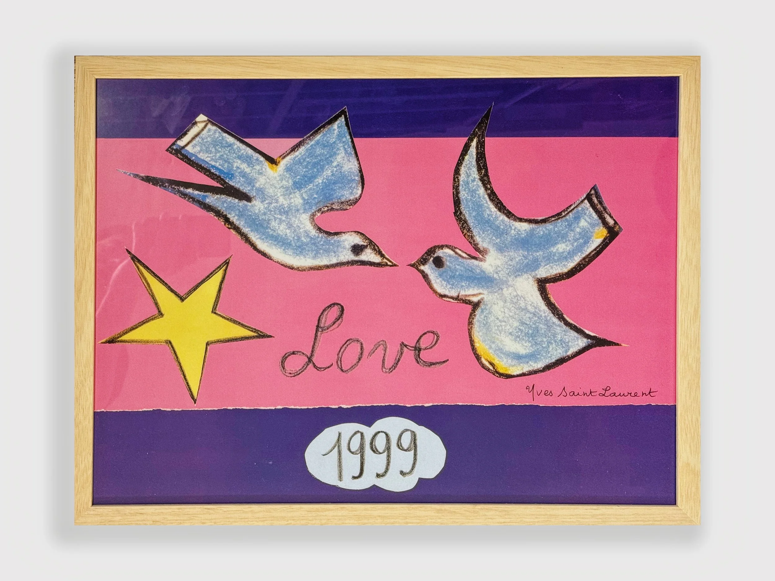 Manifesto Originale Yves Saint Laurent "LOVE 1999" – Incorniciato