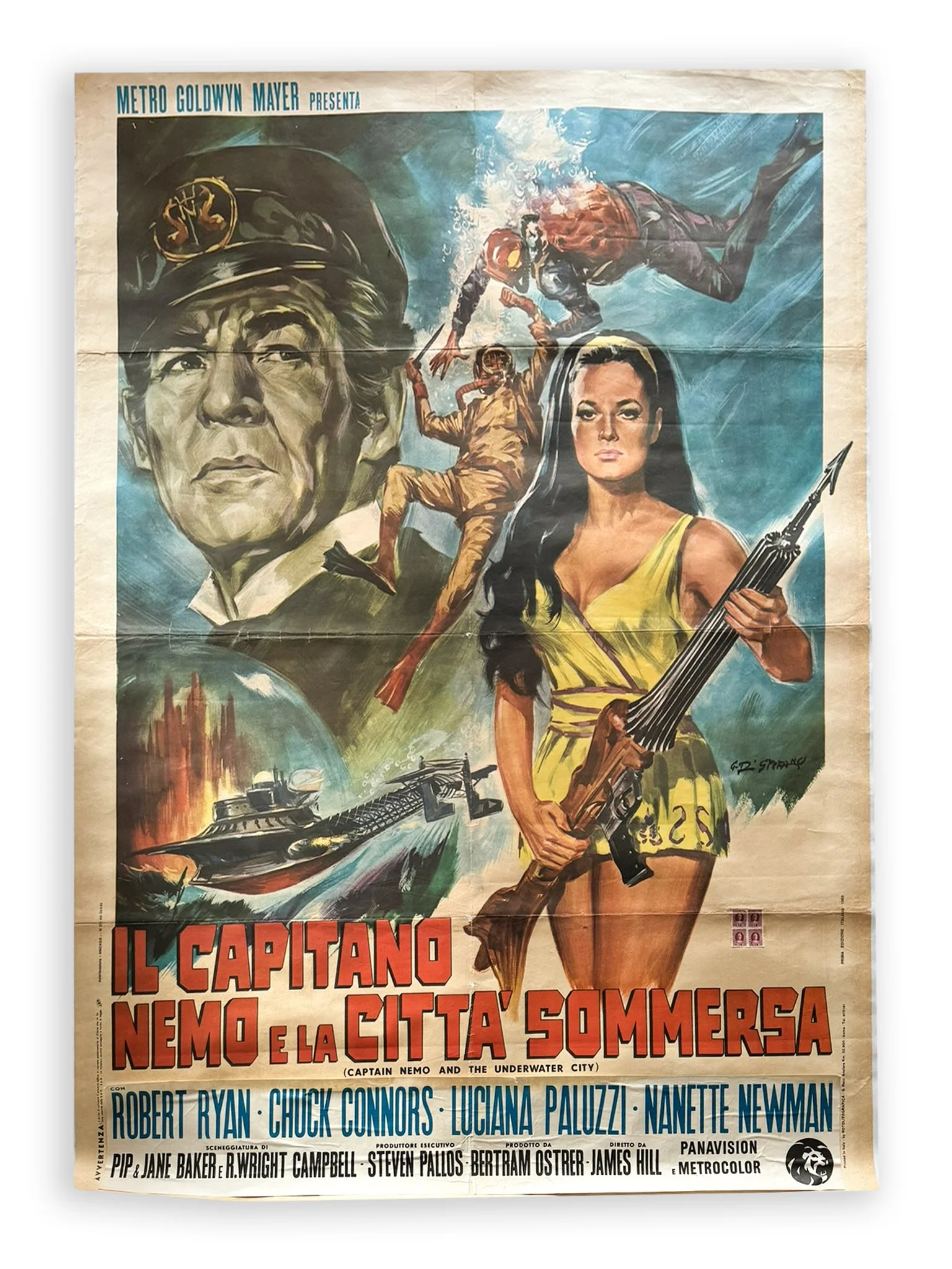 Manifesto Originale 2 Fogli: "Il Capitano Nemo e la Città Sommersa" (1969) – Telato