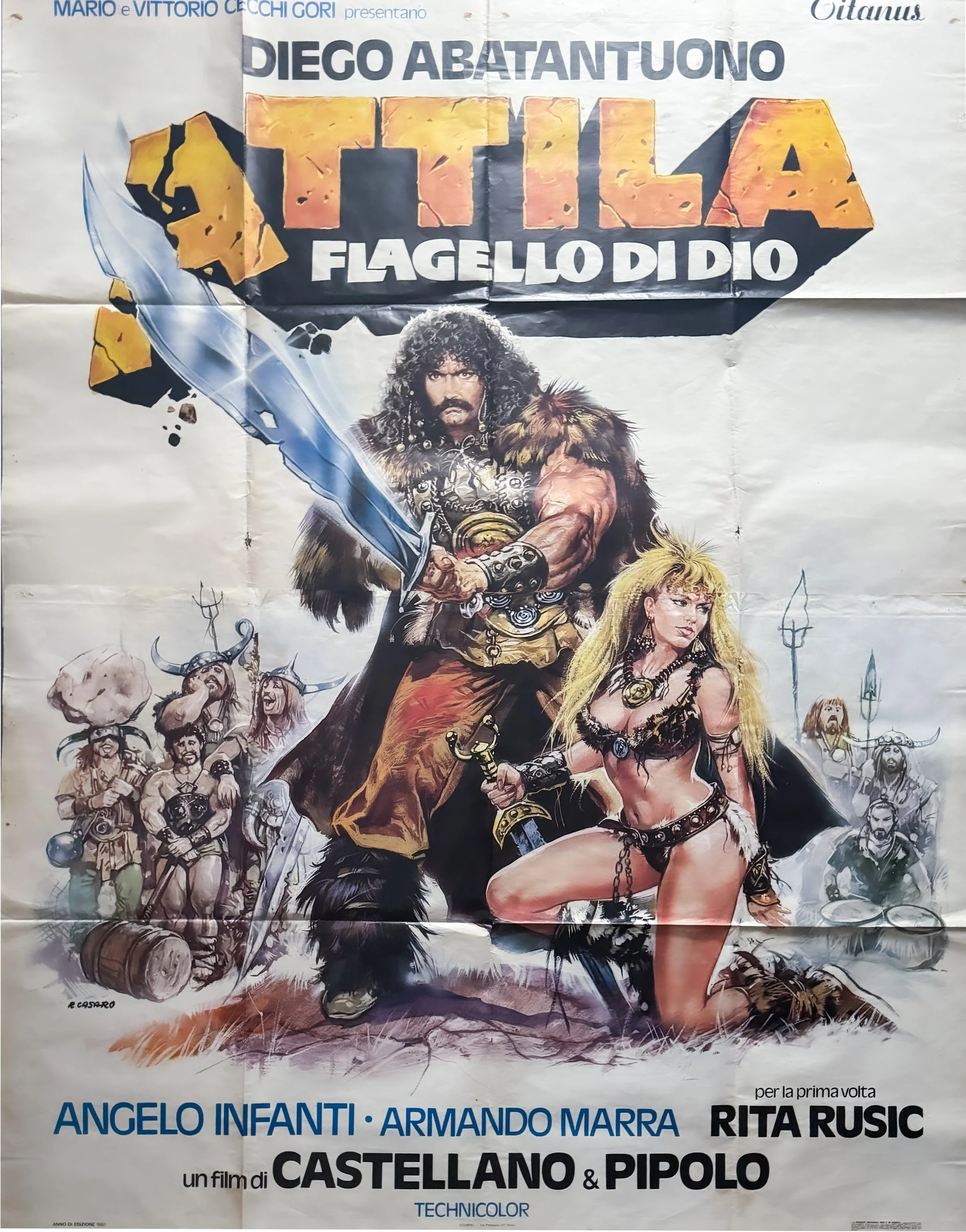Manifesto Originale Cinema: "Attila flagello di Dio" (1982) – Formato 4 Fogli