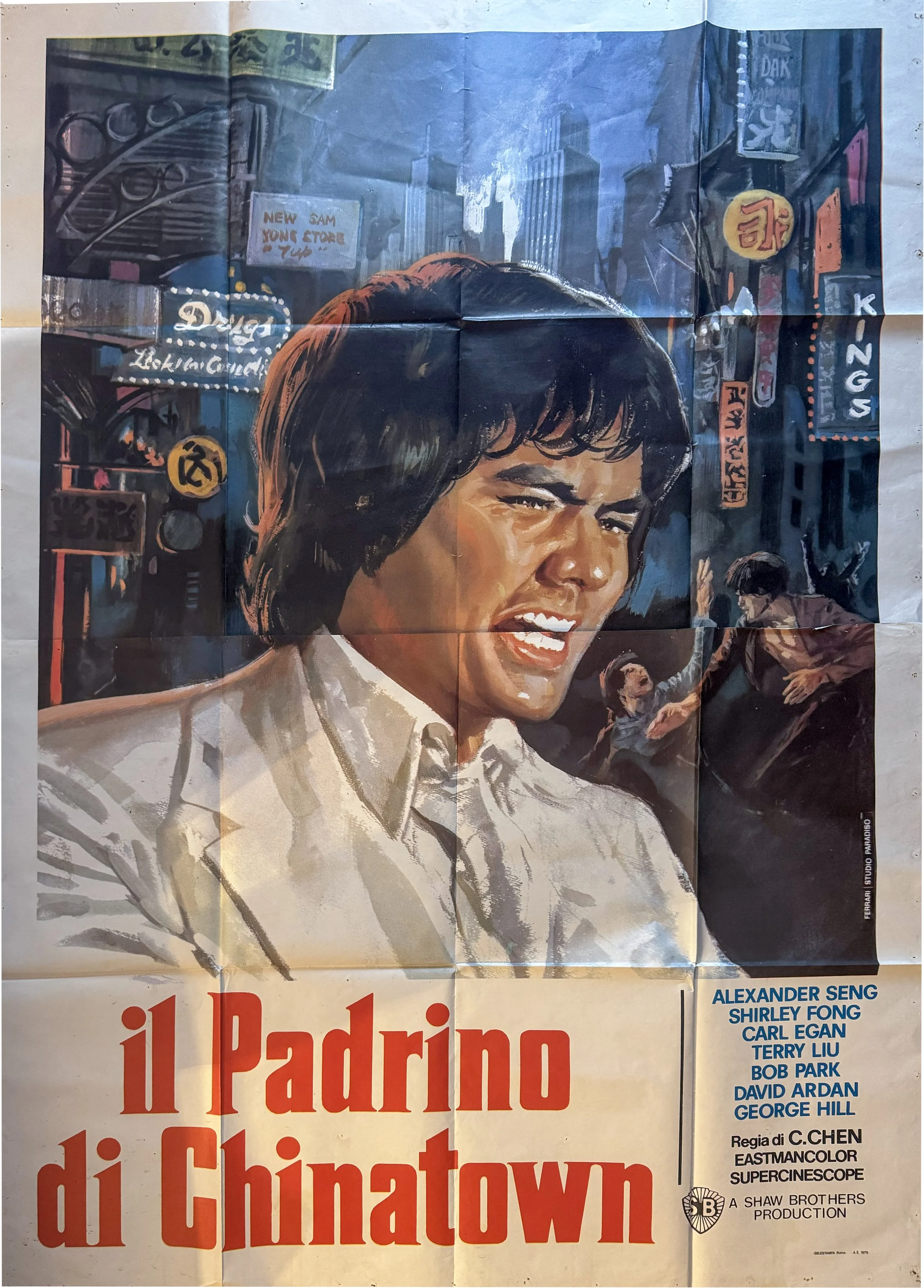 Manifesto Originale Cinema: "Il Padrino di Chinatown" (1979) – Formato 4 Fogli – Shaw Brothers