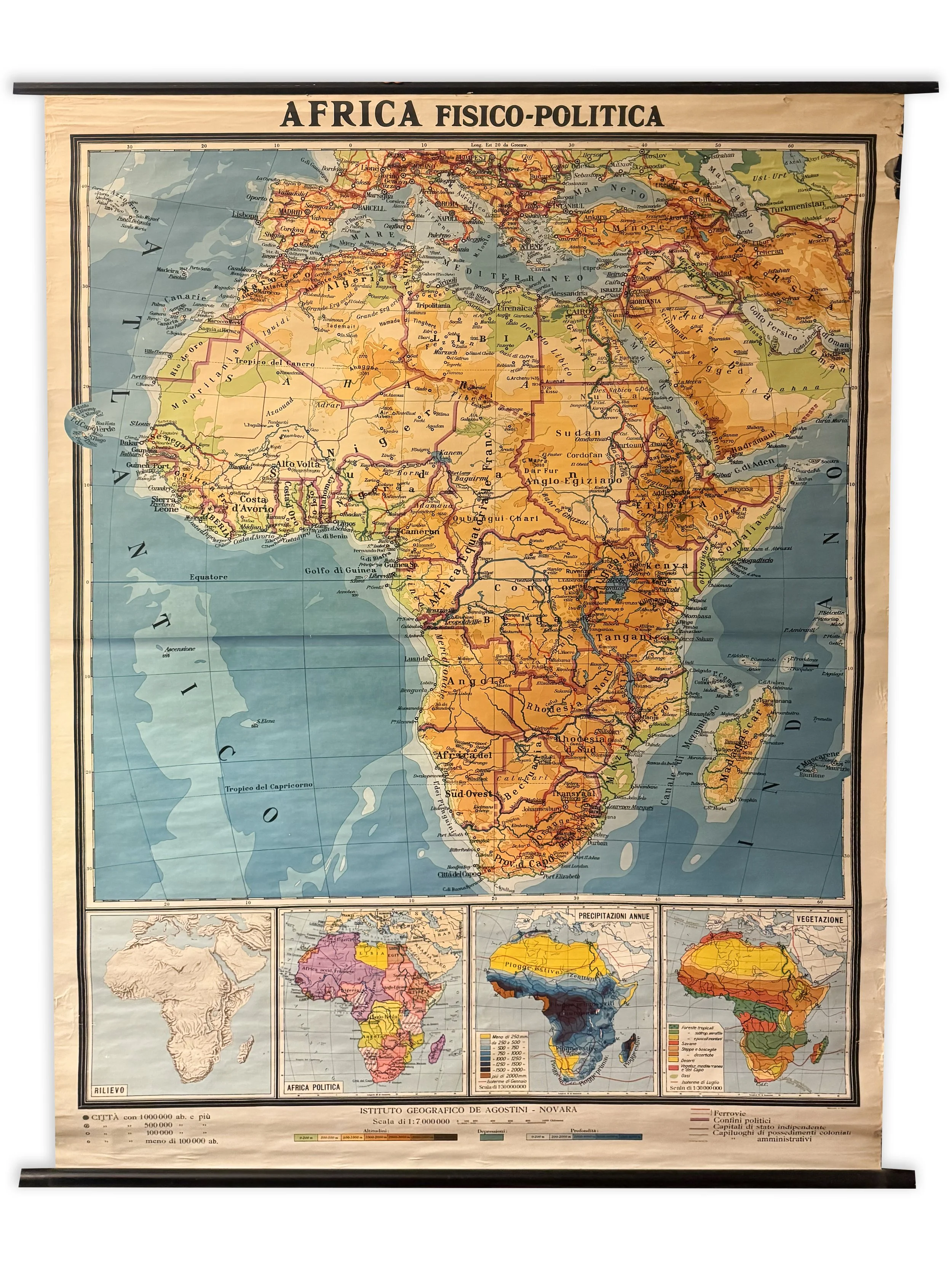 Mappa Vintage Didattica: Africa Fisico-Politica – Istituto Geografico De Agostini (Novara)