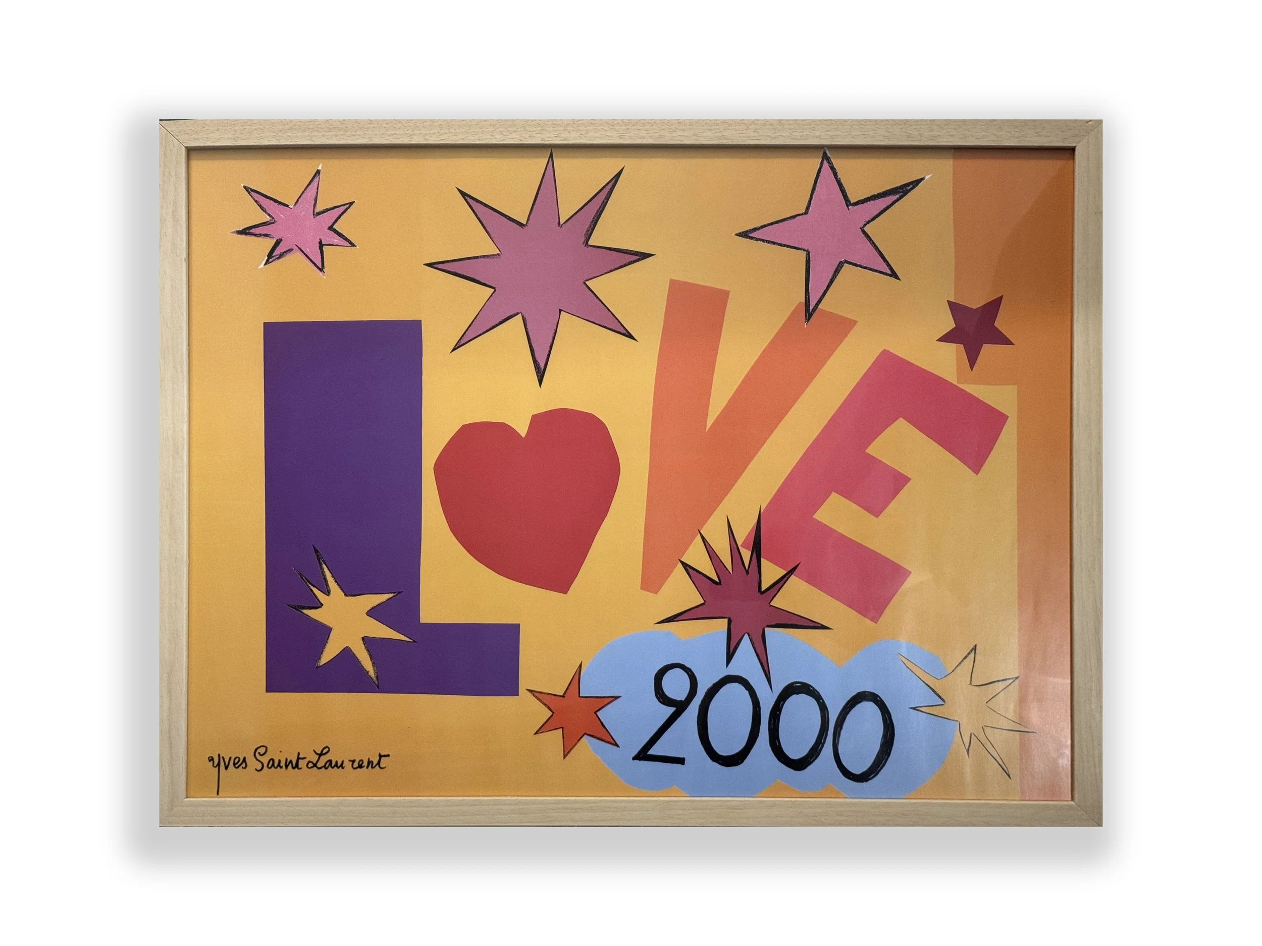 Manifesto Originale Yves Saint Laurent "LOVE 2000" – Incorniciato