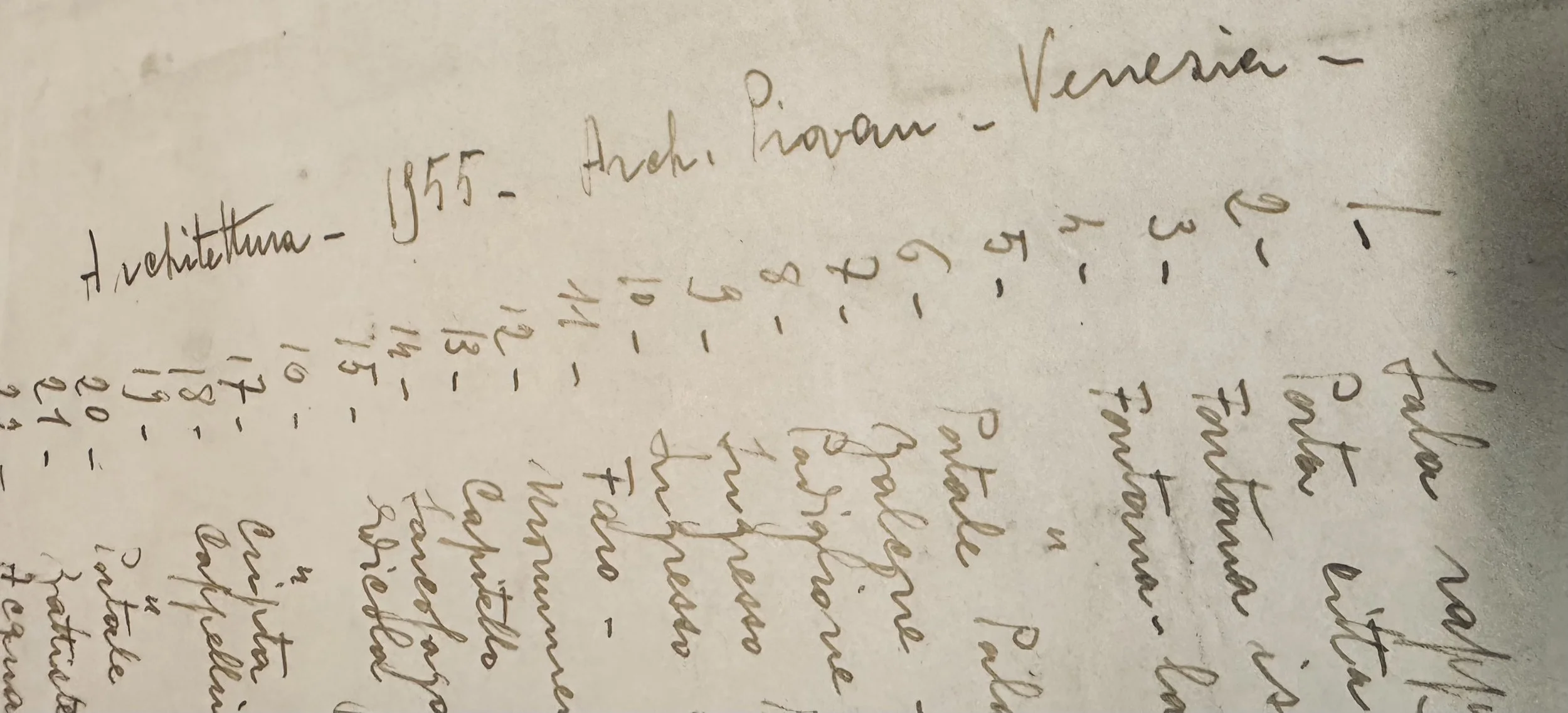 Foto del faldone contenente i disegni dell'archivio dell'Architetto Piovan