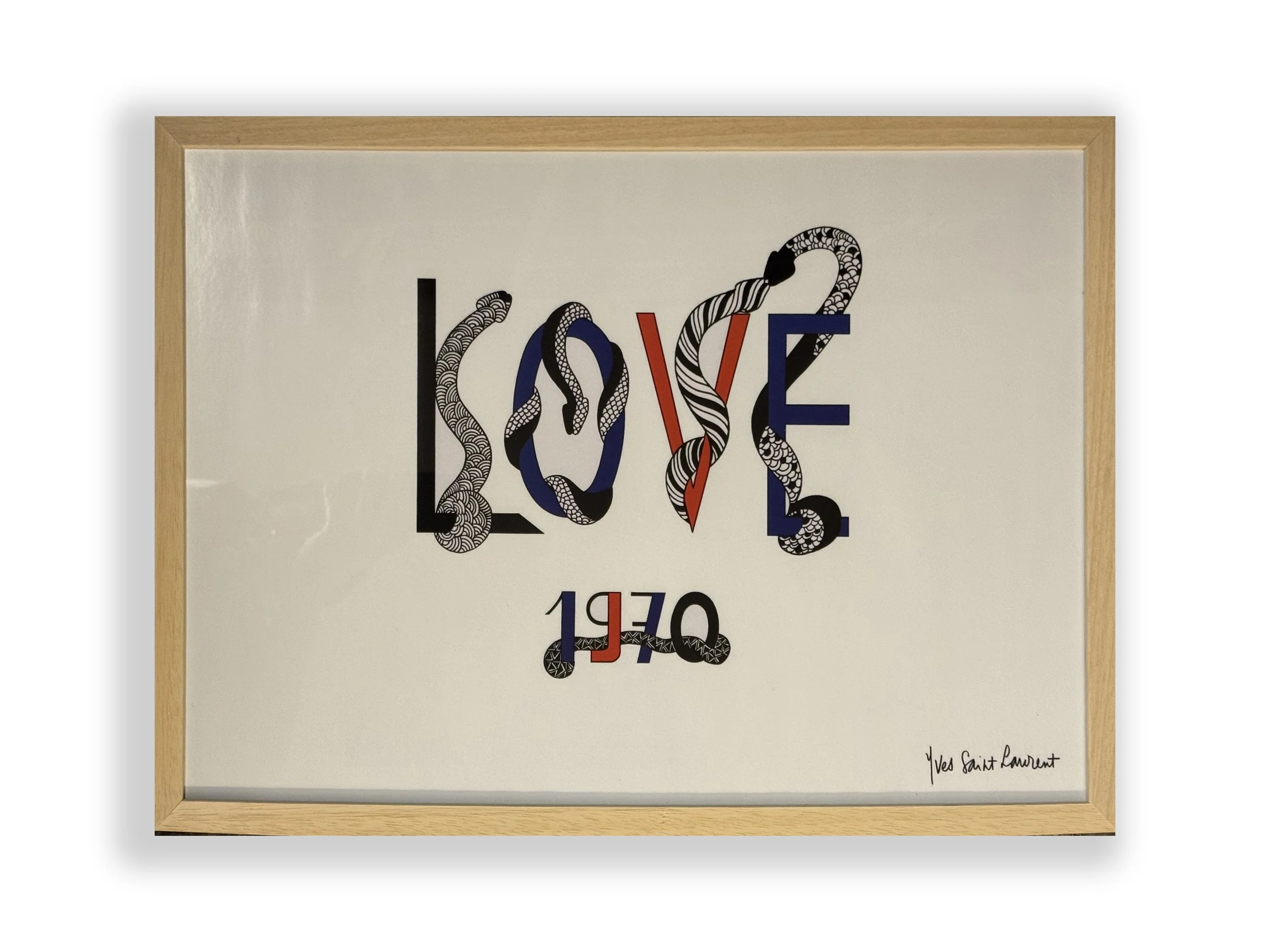 Manifesto Originale Yves Saint Laurent "LOVE 1970" – Incorniciato
