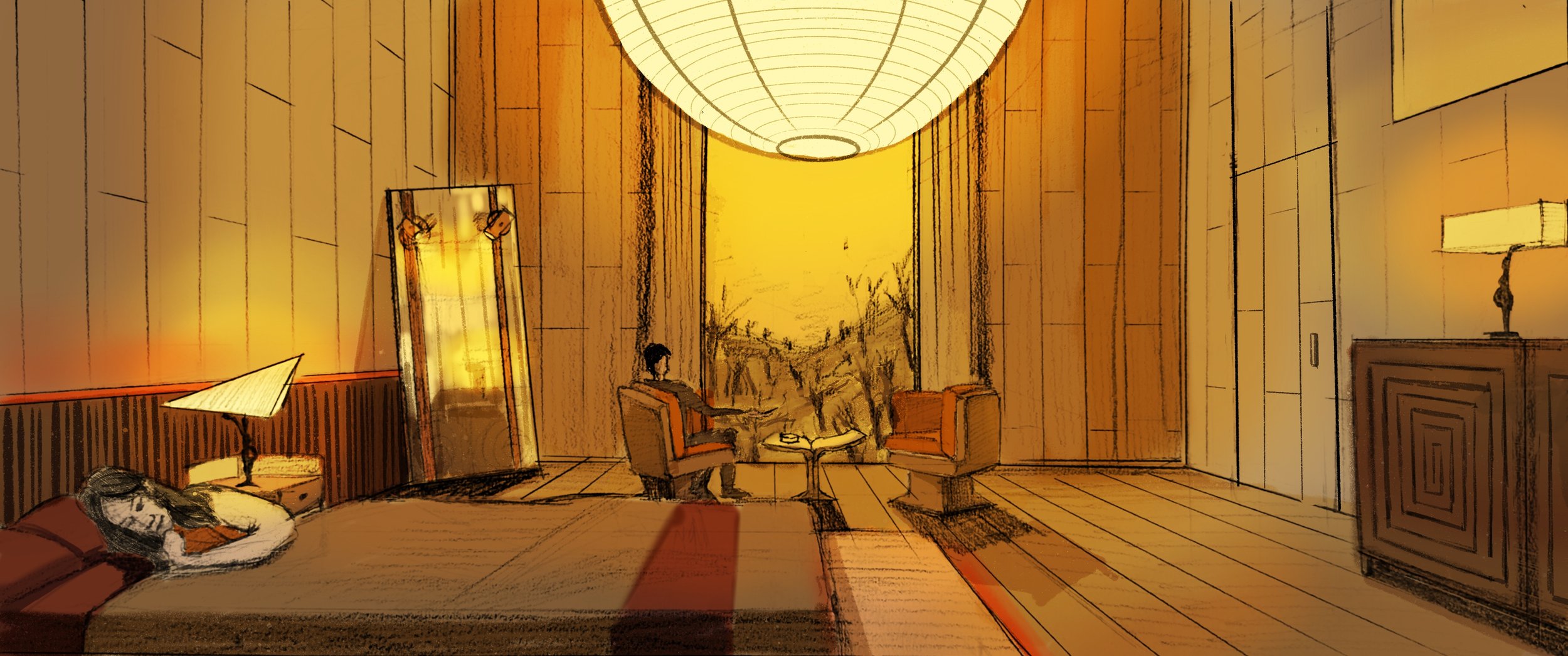 Solaris - Earth bedroom sketch