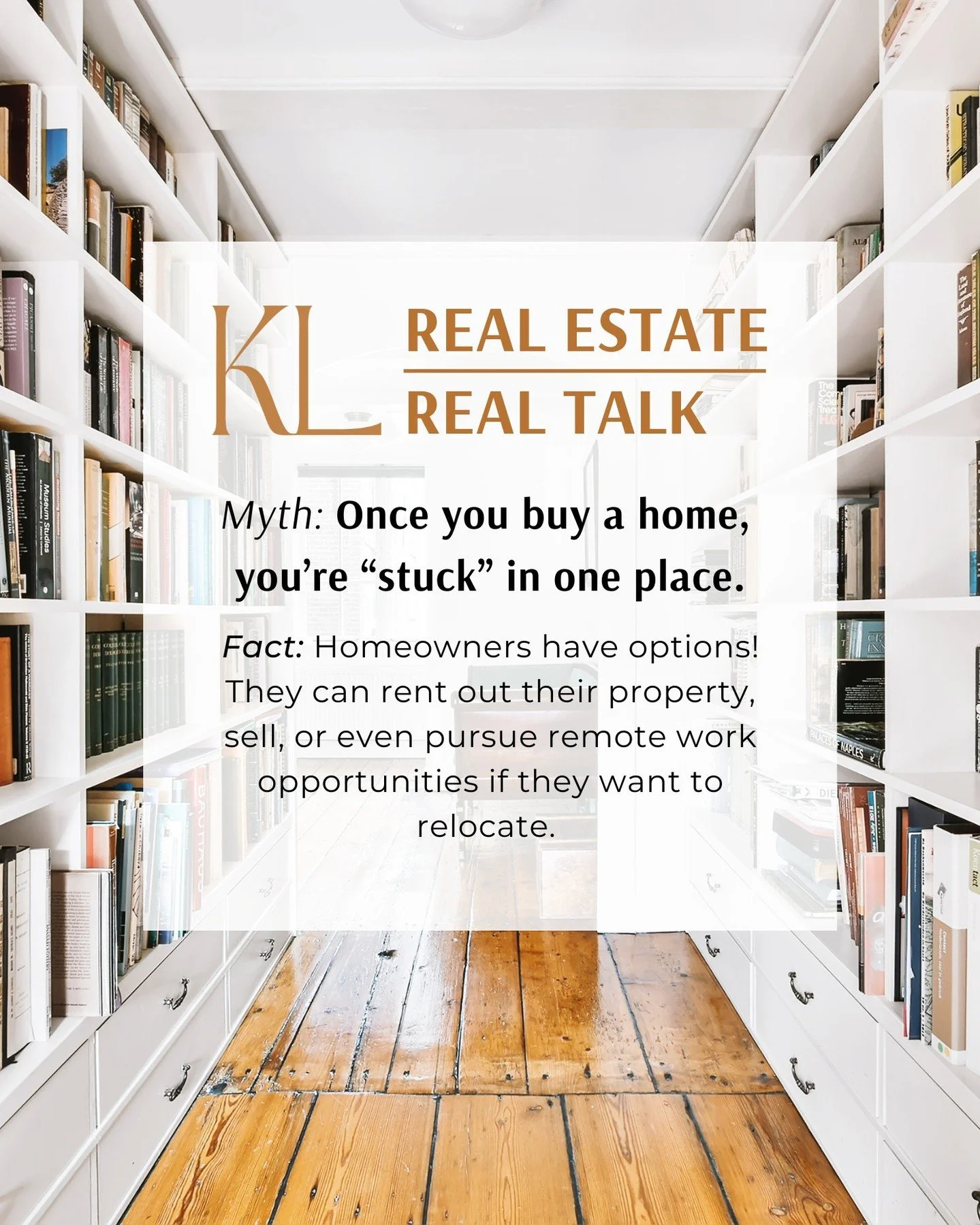 💬 Real Estate Real Talk
Myth: Once you buy a home, you&rsquo;re &ldquo;stuck&rdquo; in one place.

Fact: Homeowners have options! They can rent out their property, sell, or even pursue remote work opportunities if they want to relocate.

I help my c