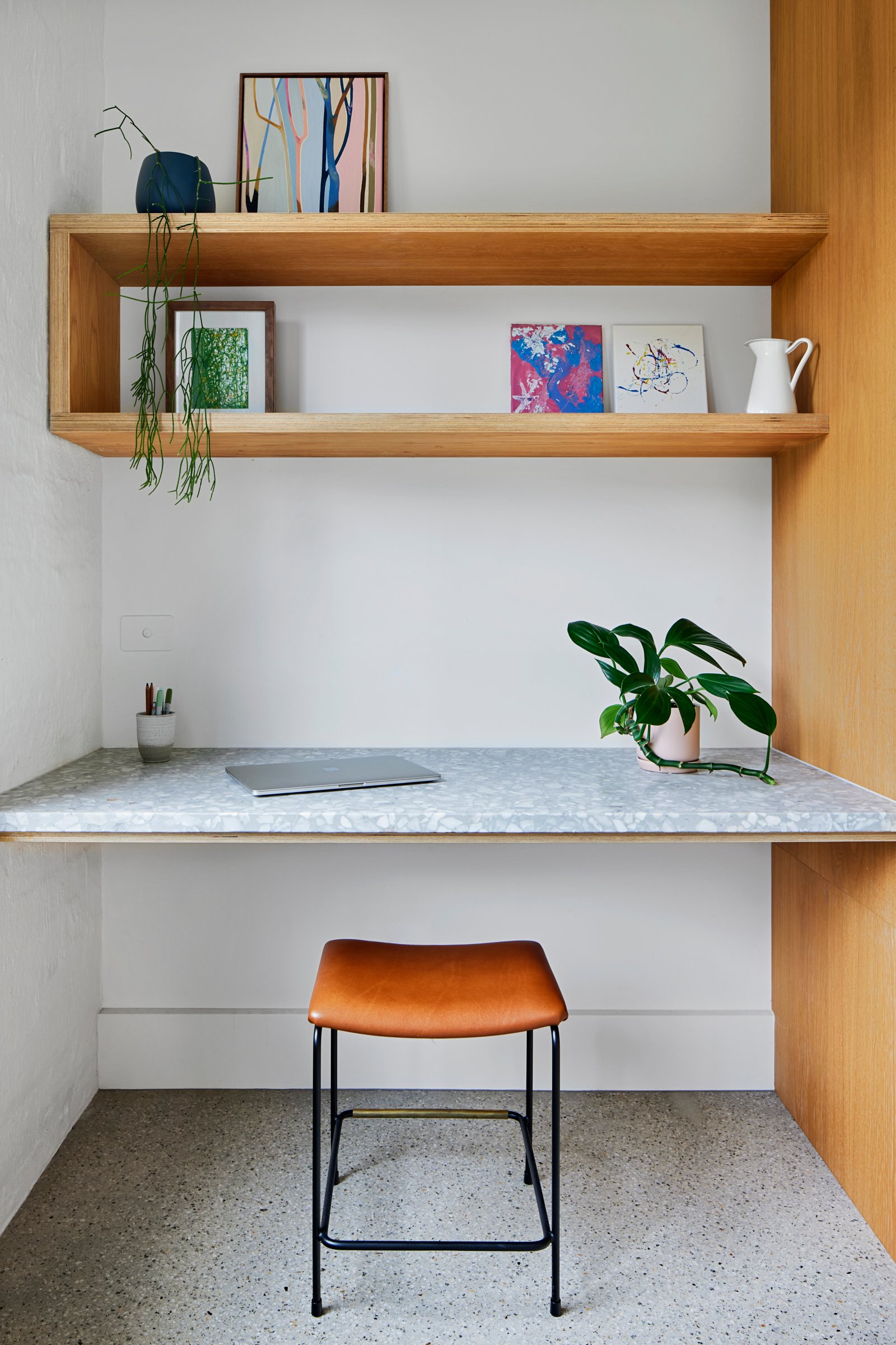 Terrazzo desk nook at Red Brick House, Sandringham Victoria. The perfect working from home retreat.
