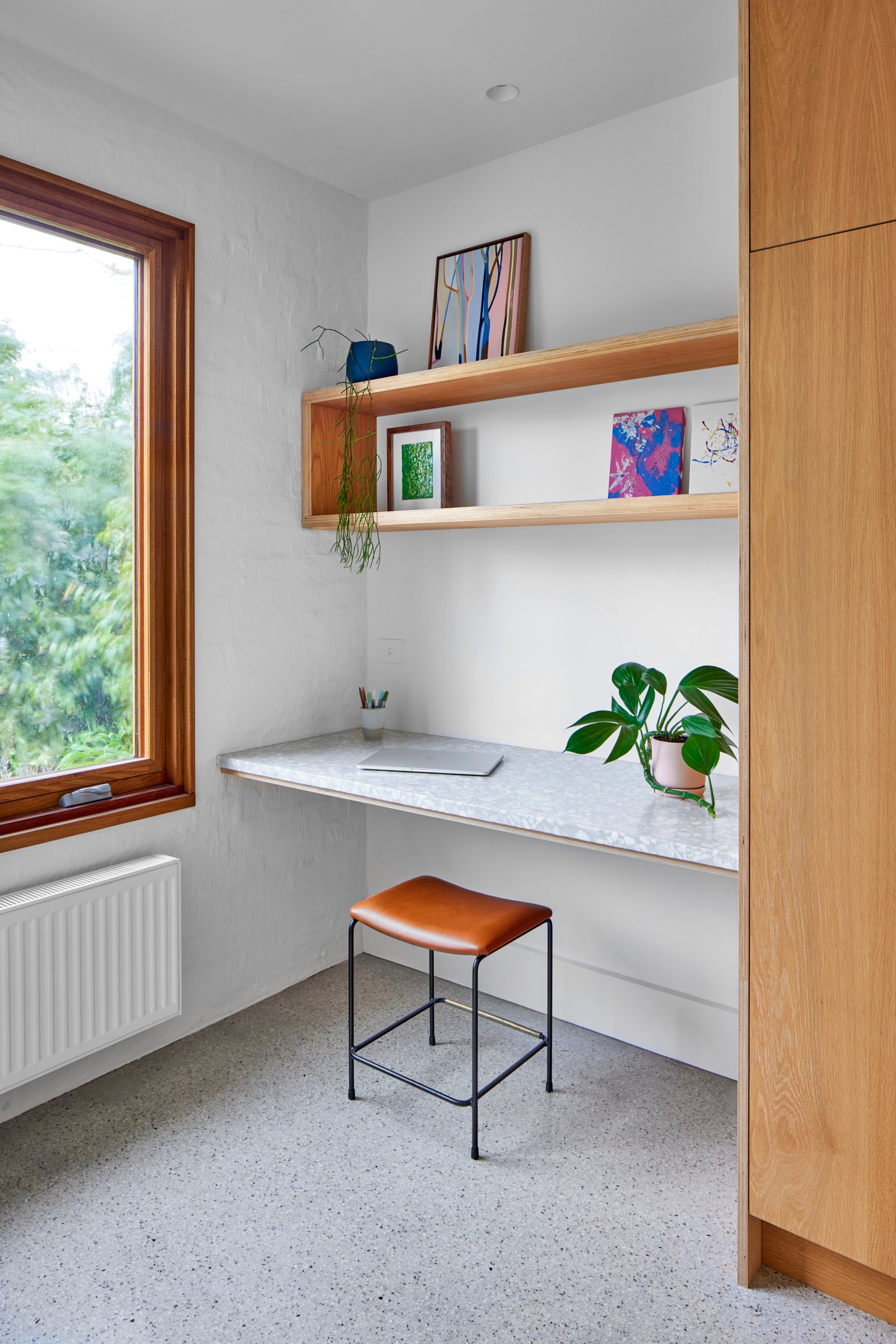 Terrazzo desk nook at Red Brick House, Sandringham Victoria. The perfect working from home retreat.