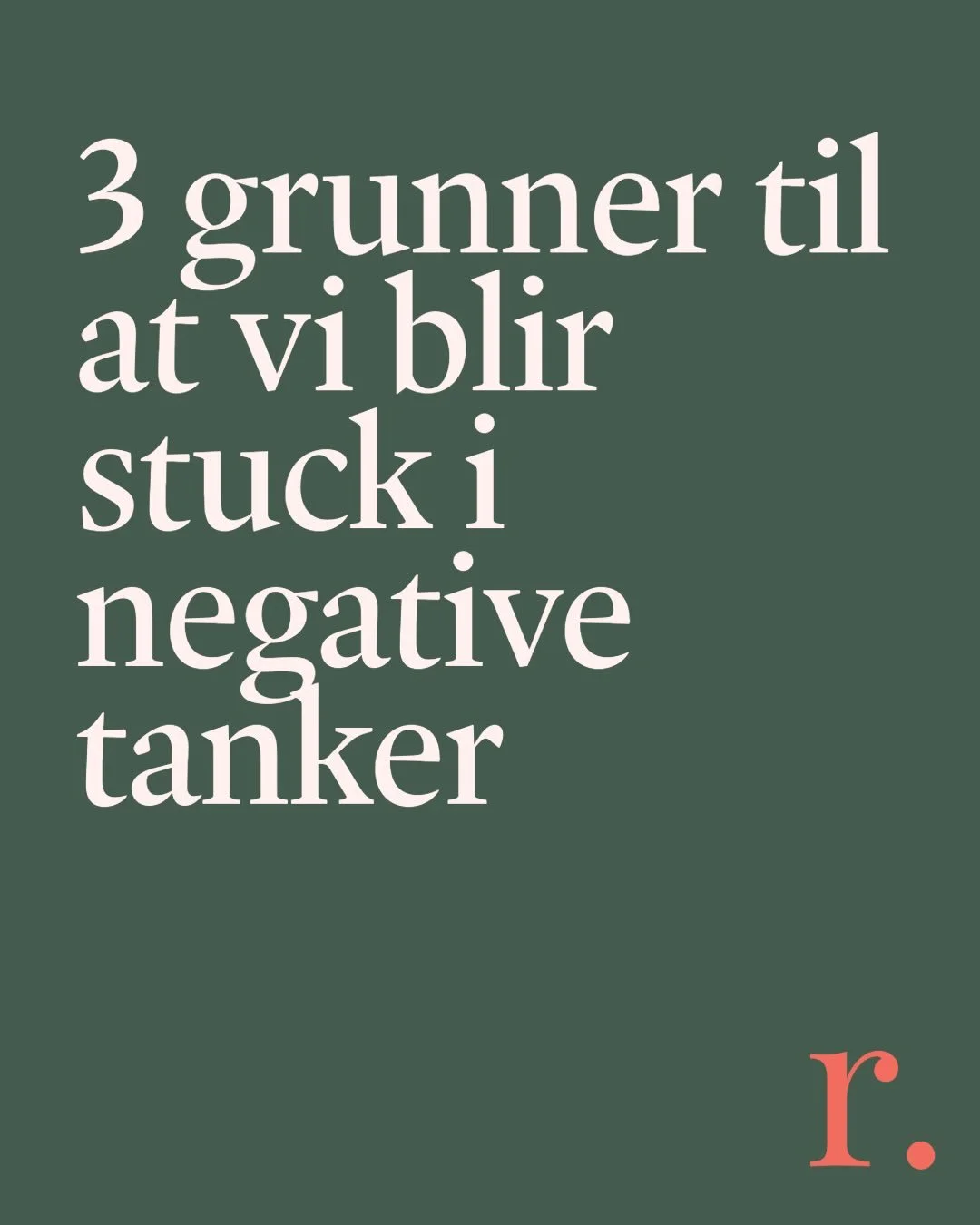 Det er ikke de negative tankene som fanger oss, men hvordan vi m&oslash;ter dem. V&aring;re mentale vaner.

Ofte er det fors&oslash;k p&aring; &aring; kontrollere, undertrykke eller rasjonalisere de negative tankene som f&oslash;rer til tankekj&oslas