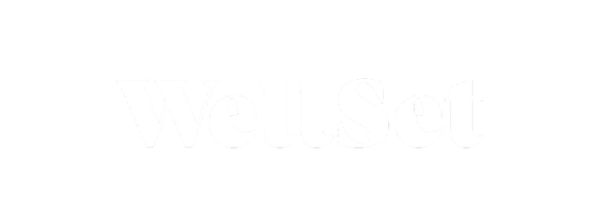 Logo with the word 'WellSet' in bold white lettering.