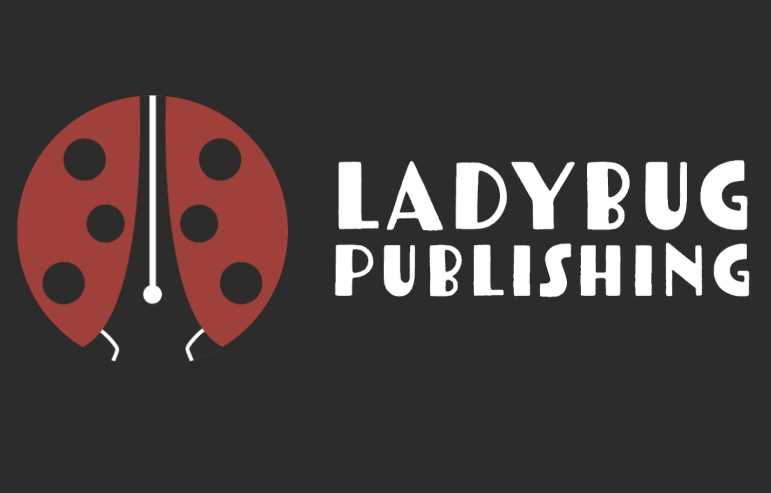Logo of Ladybug Publishing featuring a stylized red ladybug with black spots and white accents, next to the text "LADYBUG PUBLISHING" in white letters on a black background.