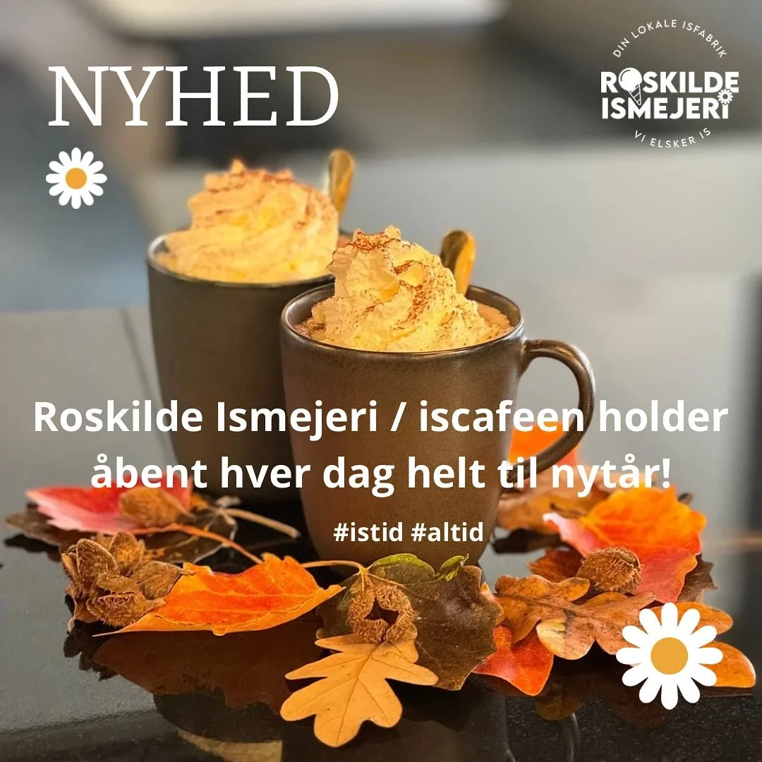 💛BREAKING💛
Vores iscafe holder &aring;bent HVER DAG frem til nyt&aring;r! Det er nyt, og vi gl&aelig;der os til at hygge om jer, og se hvad det kan🍁🍂😋
H&aring;ber vi ses!
#istid #altid #roskilde #lokal #iscafe #ismejeri #efter&aring;r #stadig #&