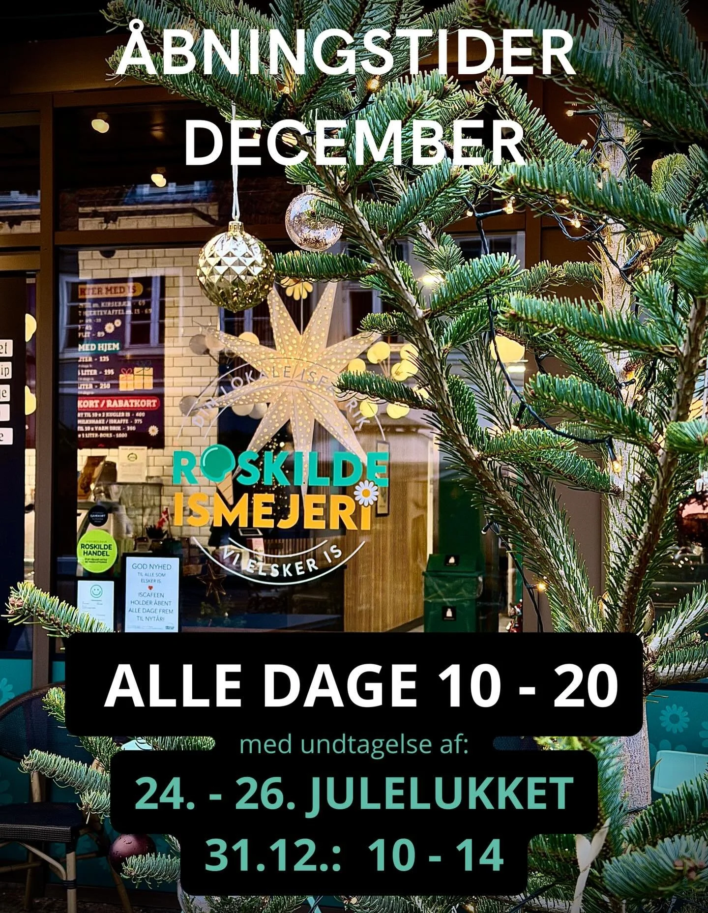 JA - vi har s&oslash;rme &aring;bent alle dage i december (minus 24.-26.)🎄🕯️❤️
Kig gerne forbi til is-julehygge eller indk&oslash;b af genial mandel/adventsgave @roskildeismejeri #lokal #ismejeri #shoplokalt #giv #is #i #gave #m&aring;ske #til #dig