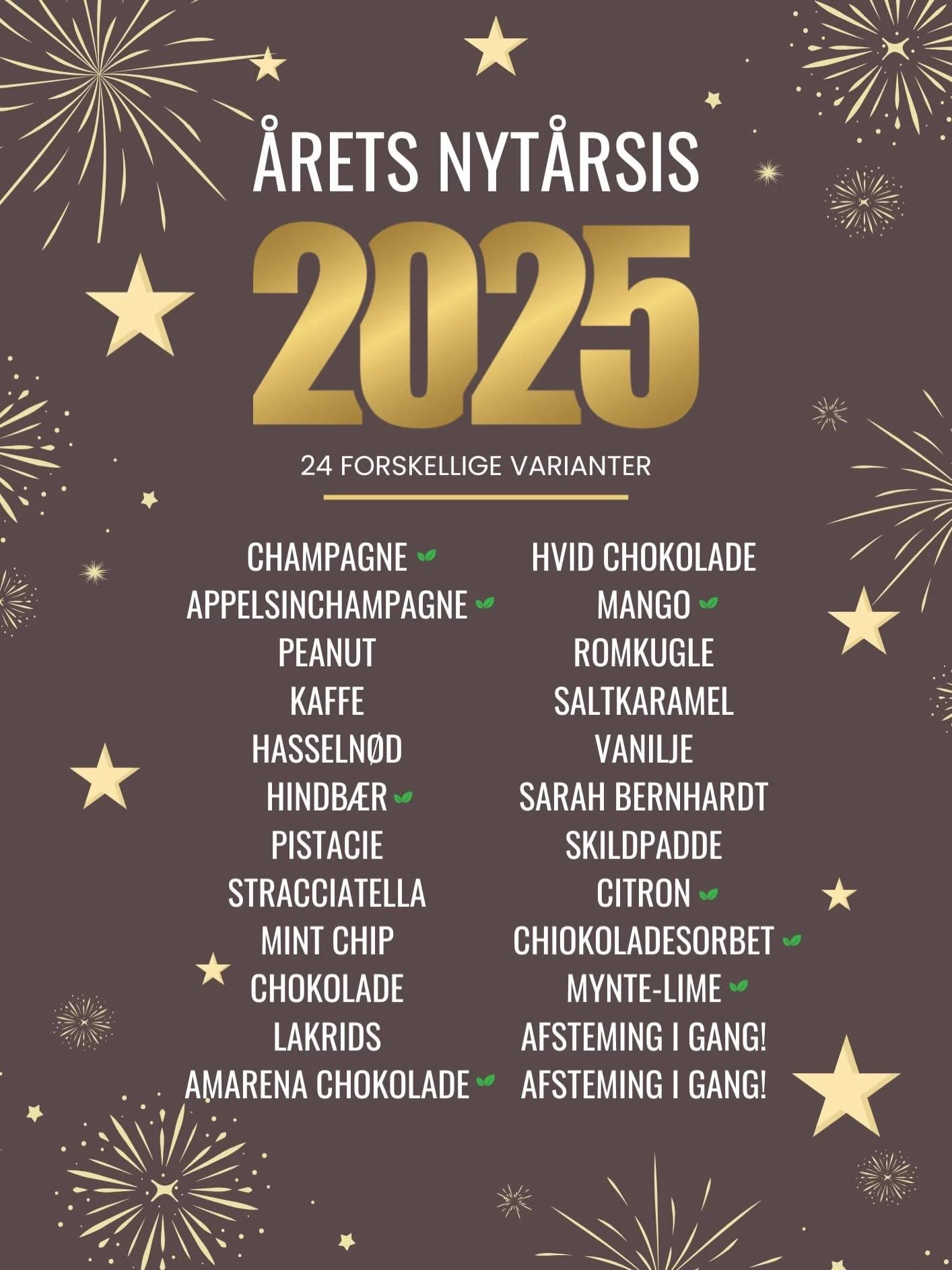 🎉 GIVE-AWAY!!! Hj&aelig;lp os med nyt&aring;rs-isen og VIND 3 LITER IS til din nyt&aring;rsaften 🎉
 Vi er allerede i fuld gang med nyt&aring;rsplanl&aelig;gningen hos Roskilde Ismejeri, og vi har k&oslash;bt ind til at lave 22 l&aelig;kre nyt&aring