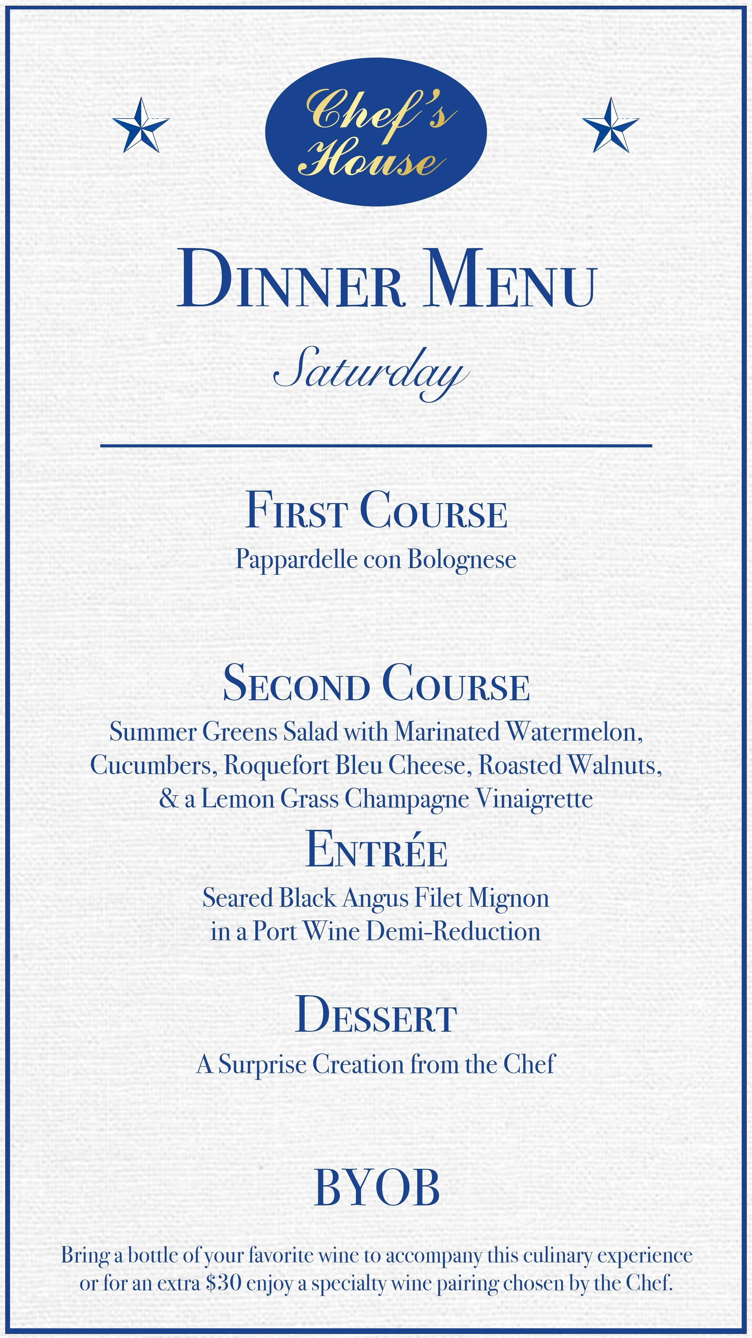 Menu — Chef's House
