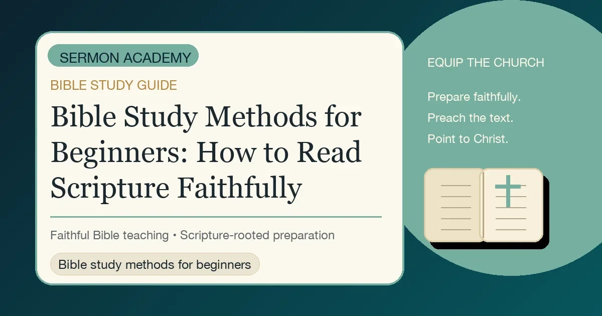 Bible Study Methods for Beginners: How to Read Scripture Faithfully — Sermon Academy biblical teaching article image