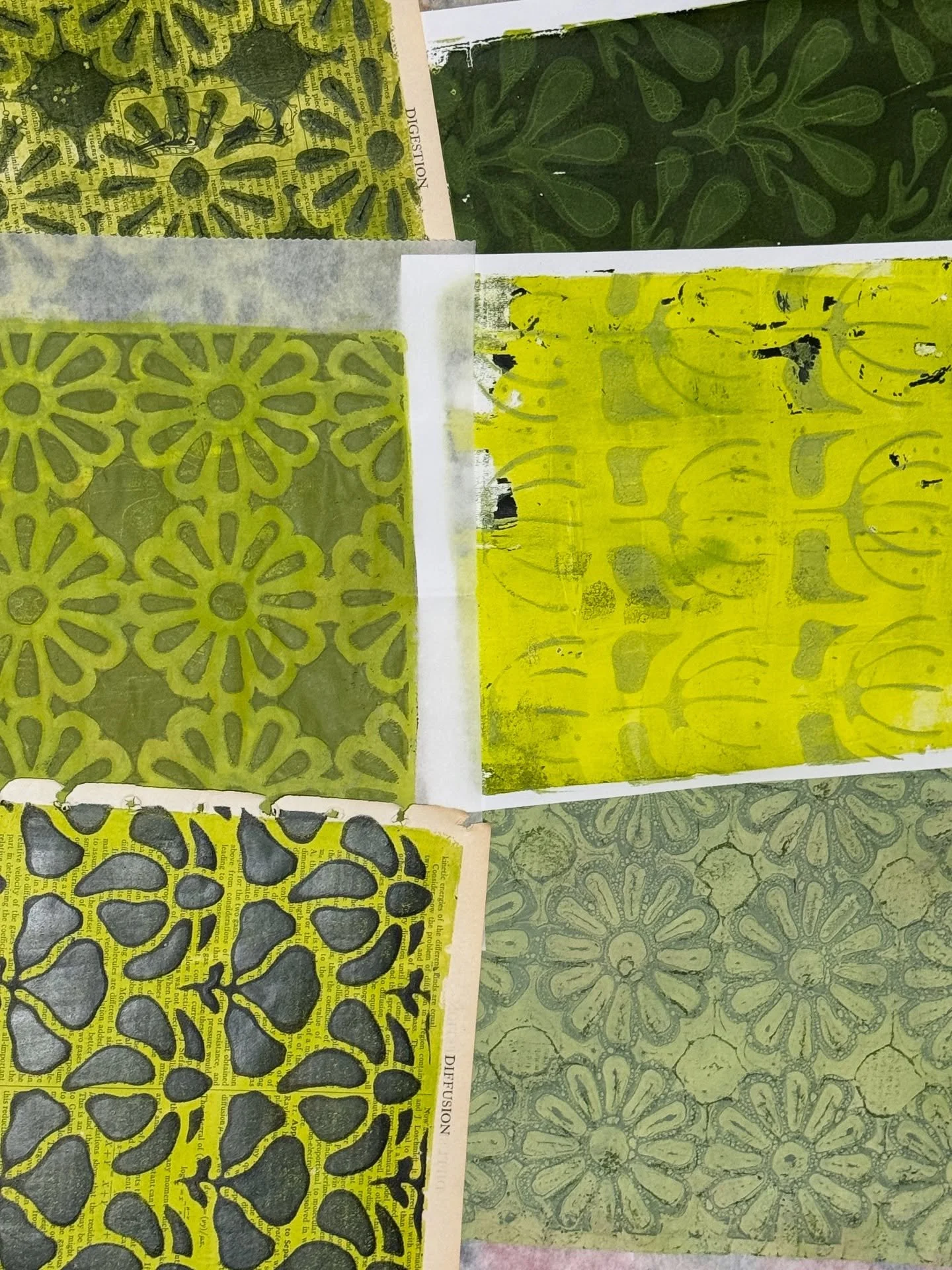 Y&rsquo;all, these new stencils from @fmddesigns  are 🔥

I will have them for you to try at my next gel printing class on November 1 at The Hare and the Hart in Thomasville. Check my link in bio or their website to sign up!

#stencils #gelprinting #