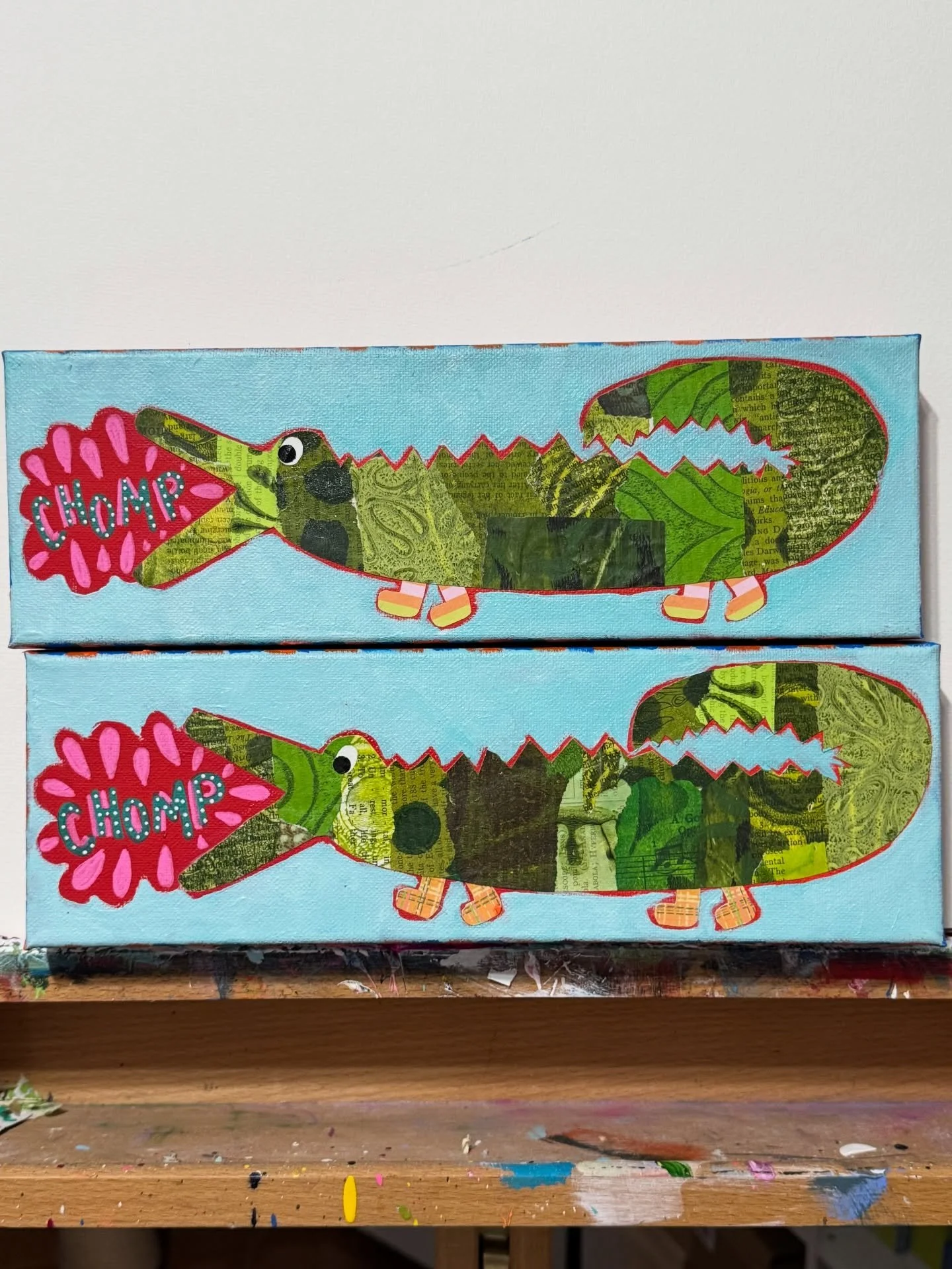 Chomp Chomp!
2 chomping gators available for immediate pickup or shipping! $65, DM me!

#gators🐊 #handmadeisbetter #uniquegiftideas #chomp #floridaartist #lizsnowdenart