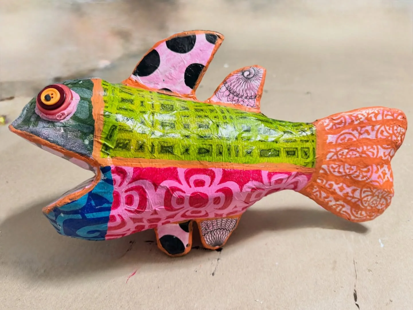 Go fish.

This guy is the first in a series of fanciful fish. 2 more in various states of progress.

This guy is made to hang on the wall but it has been suggested I mount them on boards like real fish. Thoughts? Mounted or not? 

#whimsicalart #fish