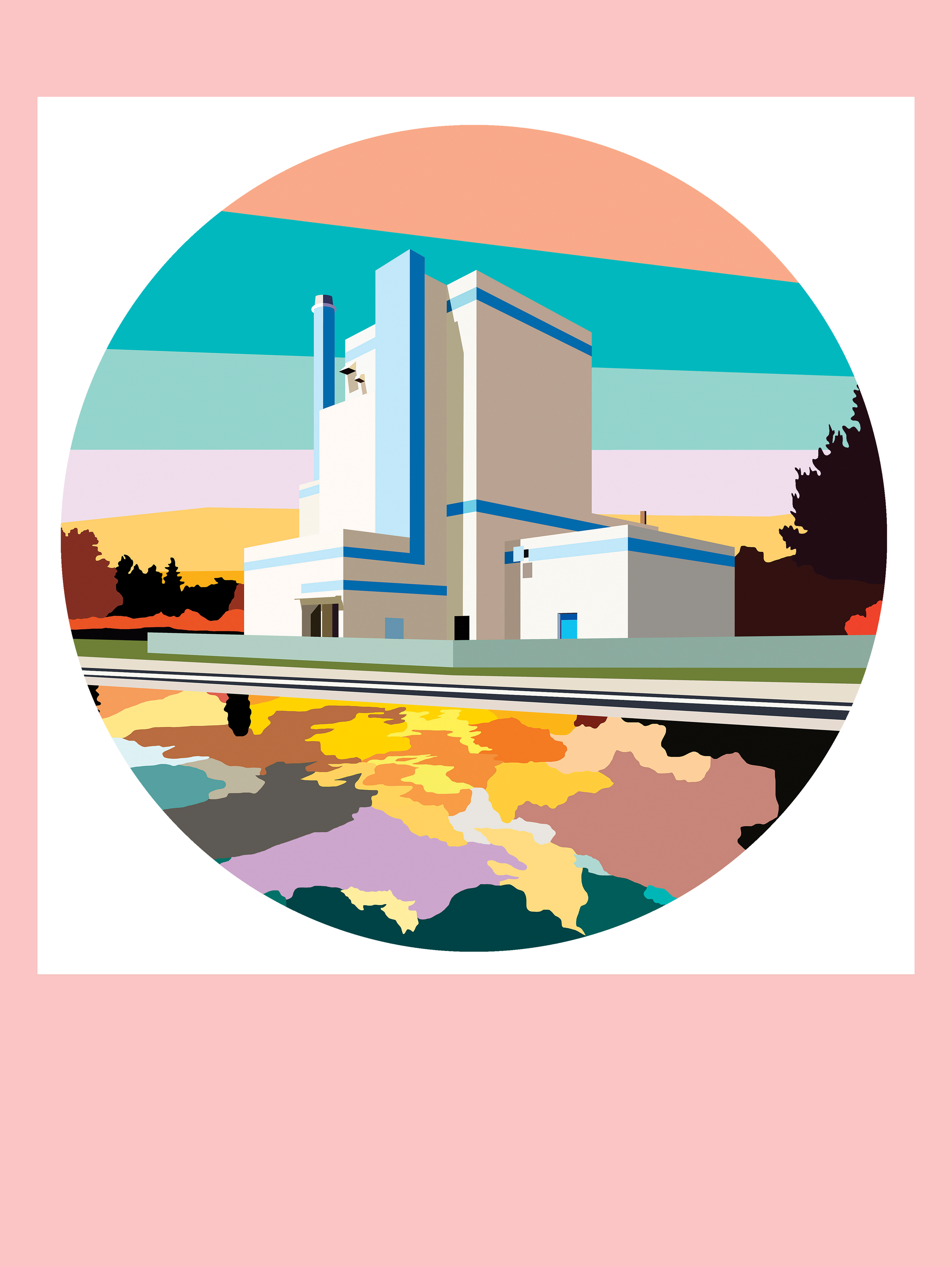 Northern Factory & Orange Sunset - 50 x 50 cm