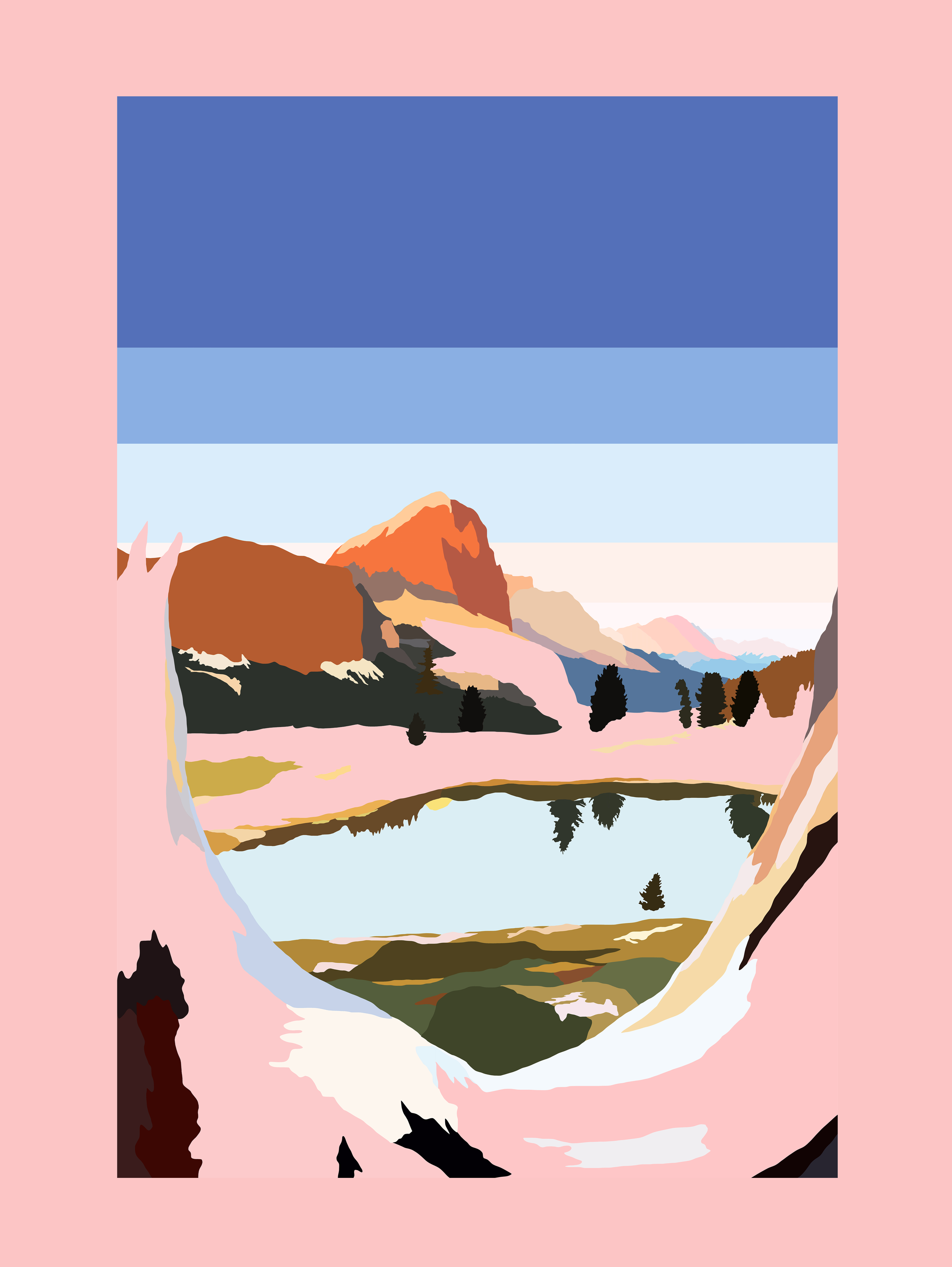 Red Mountain & Pink Valley - 60 x 40 cm