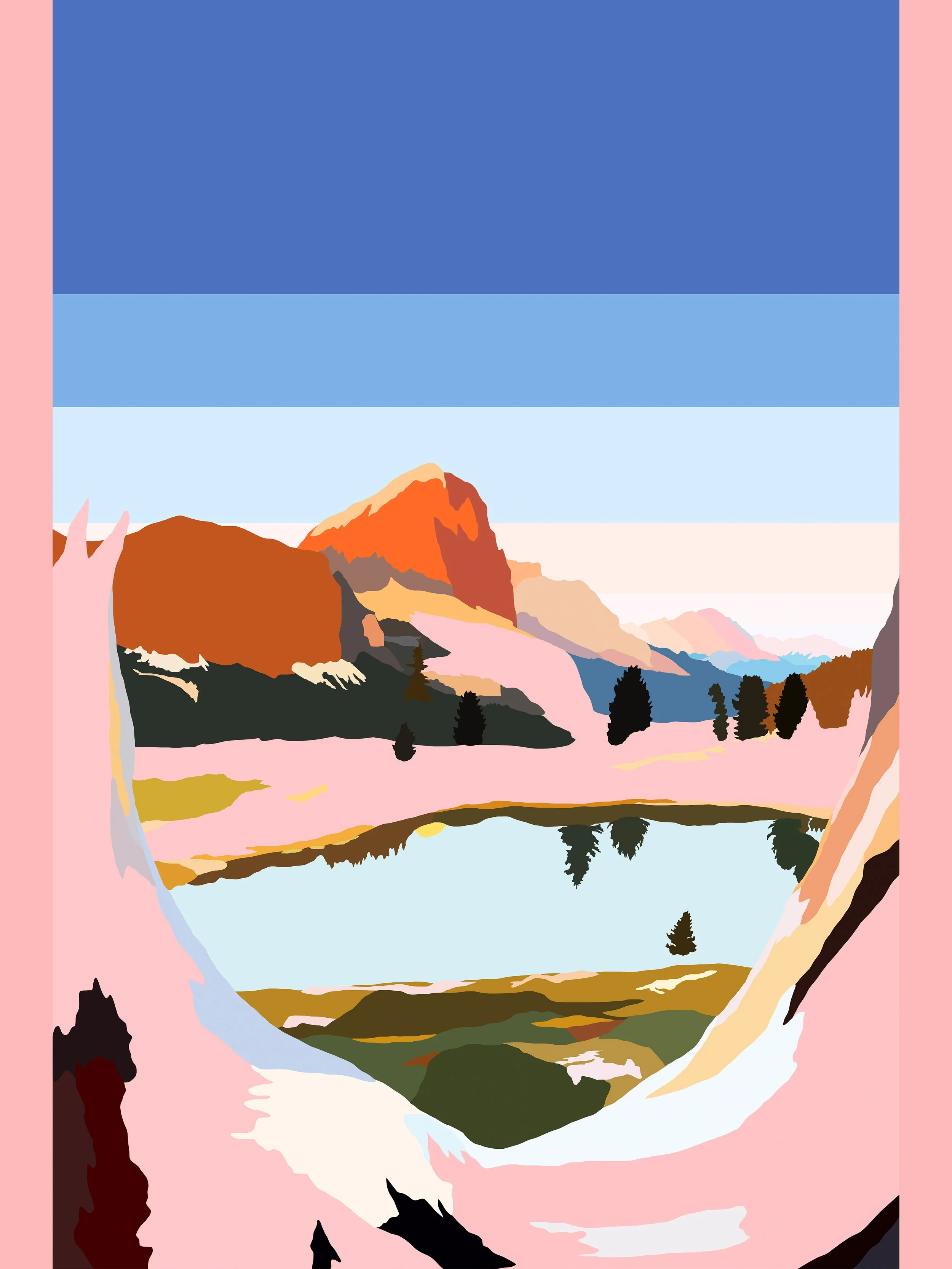 Red Mountain & Pink Valley - 60 x 40 cm