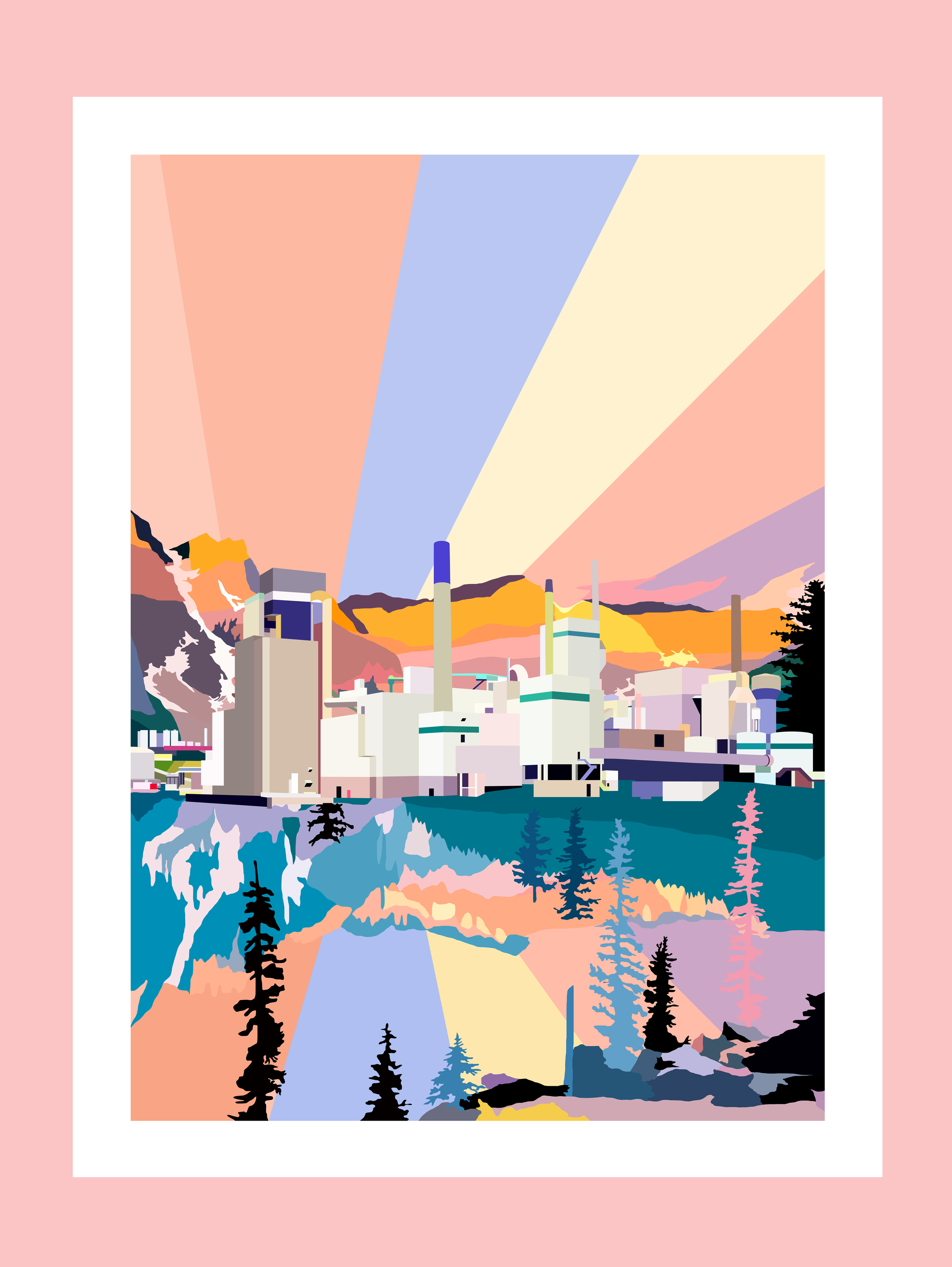 Factory & Soft Mountain Chain - 60 x 45 cm