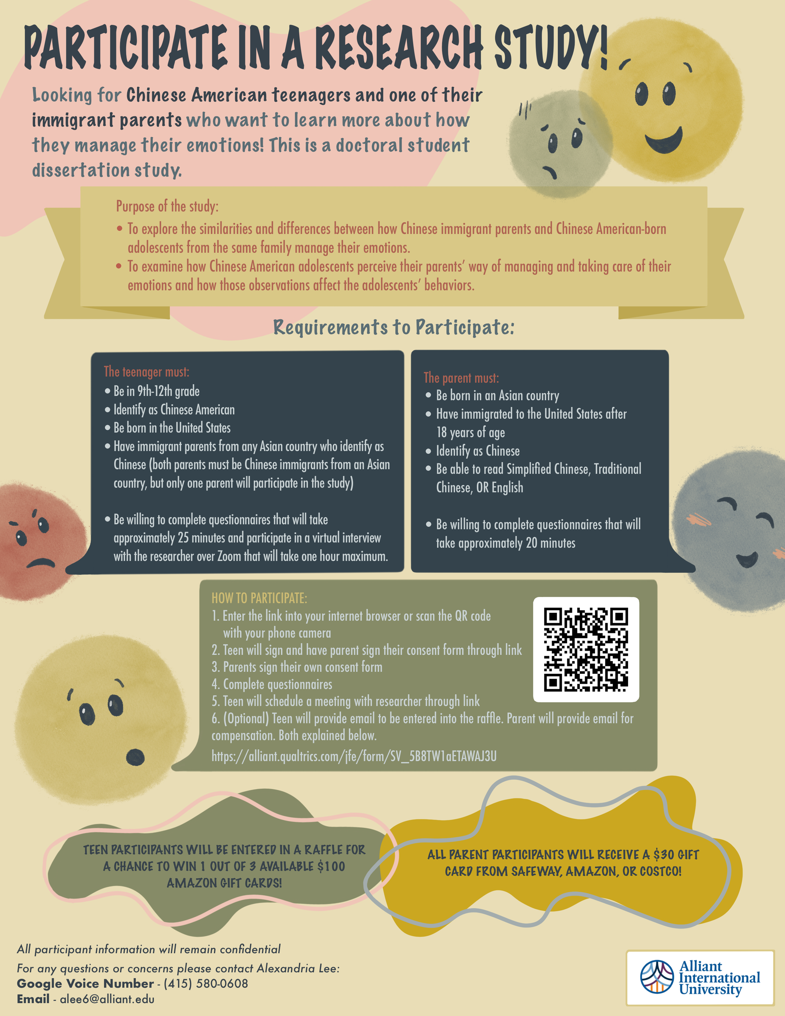 Research Study Flier - Flier for a graduate dissertation, designed to attract youth for a paid research study. Translated into Traditional and Simplified Chinese. Designed in Procreate, 2024.