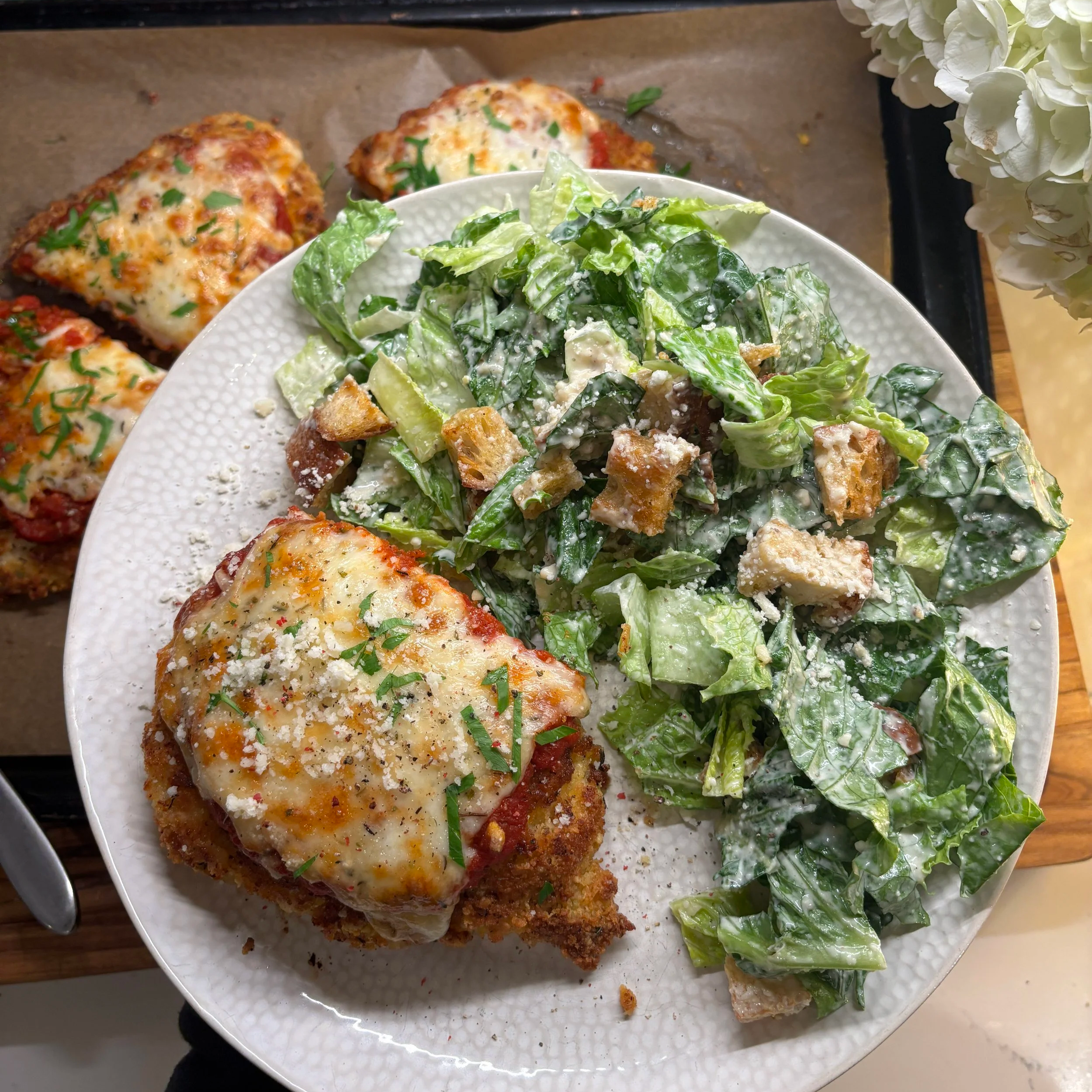 Chicken Parmesan with Caesar Salad
